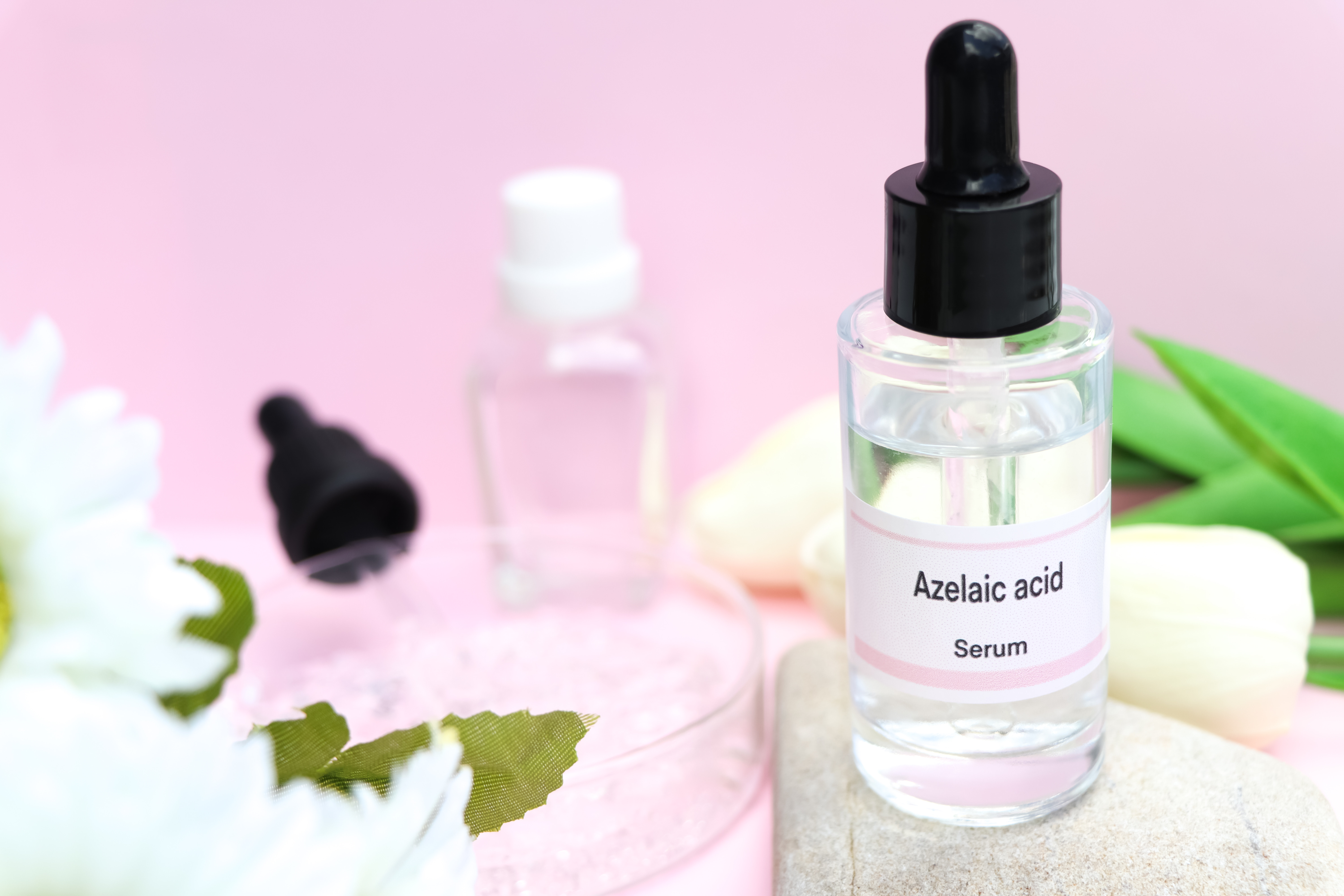 Azelaic acid in a bottle, Substances used for treatment  or medical beauty enhancement