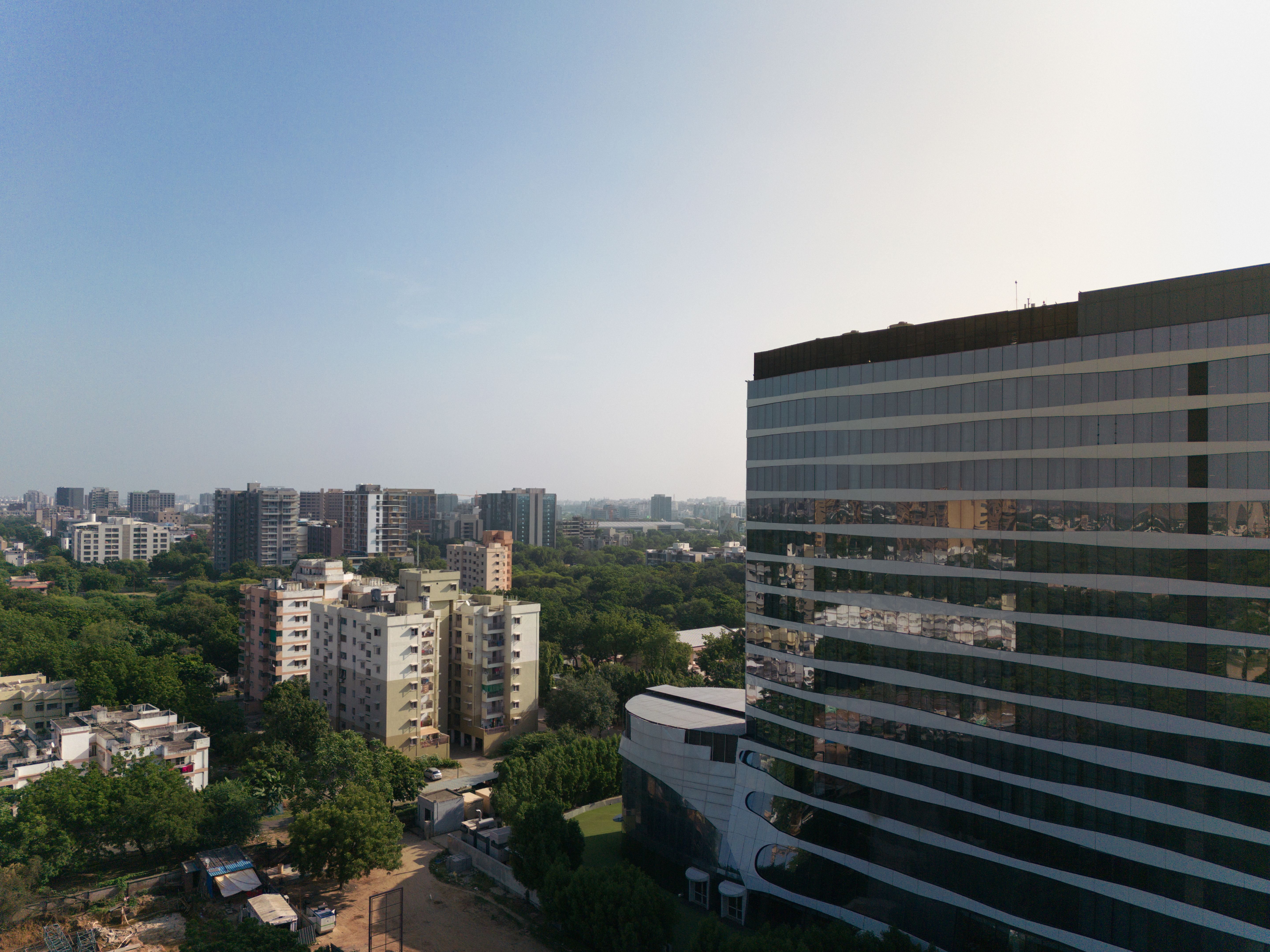 Drone shot of buildings in the financial district Drone shot of buildings in the financial district