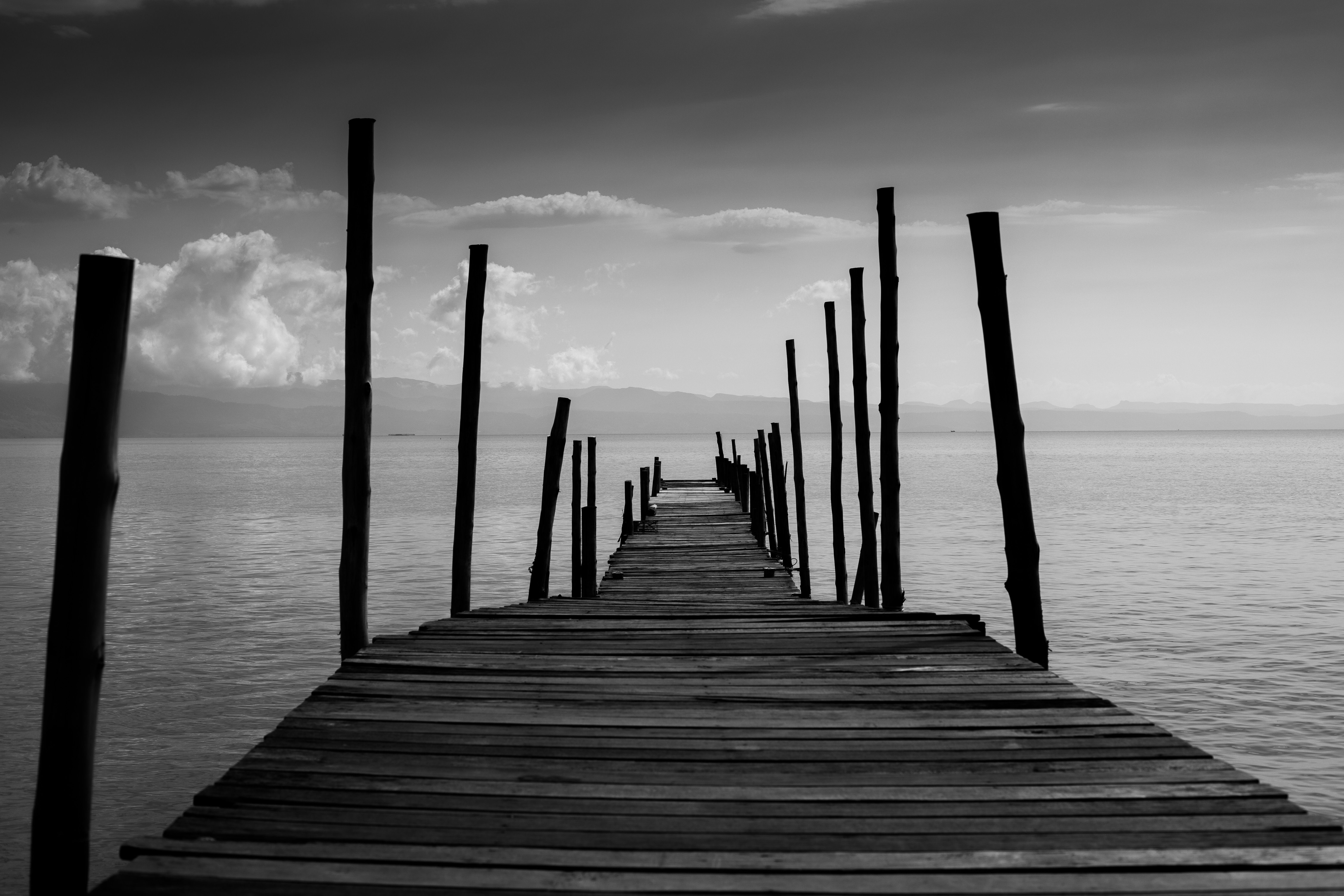 Black White Monochrome old wooden bridge Black White Monochrome old wooden bridge