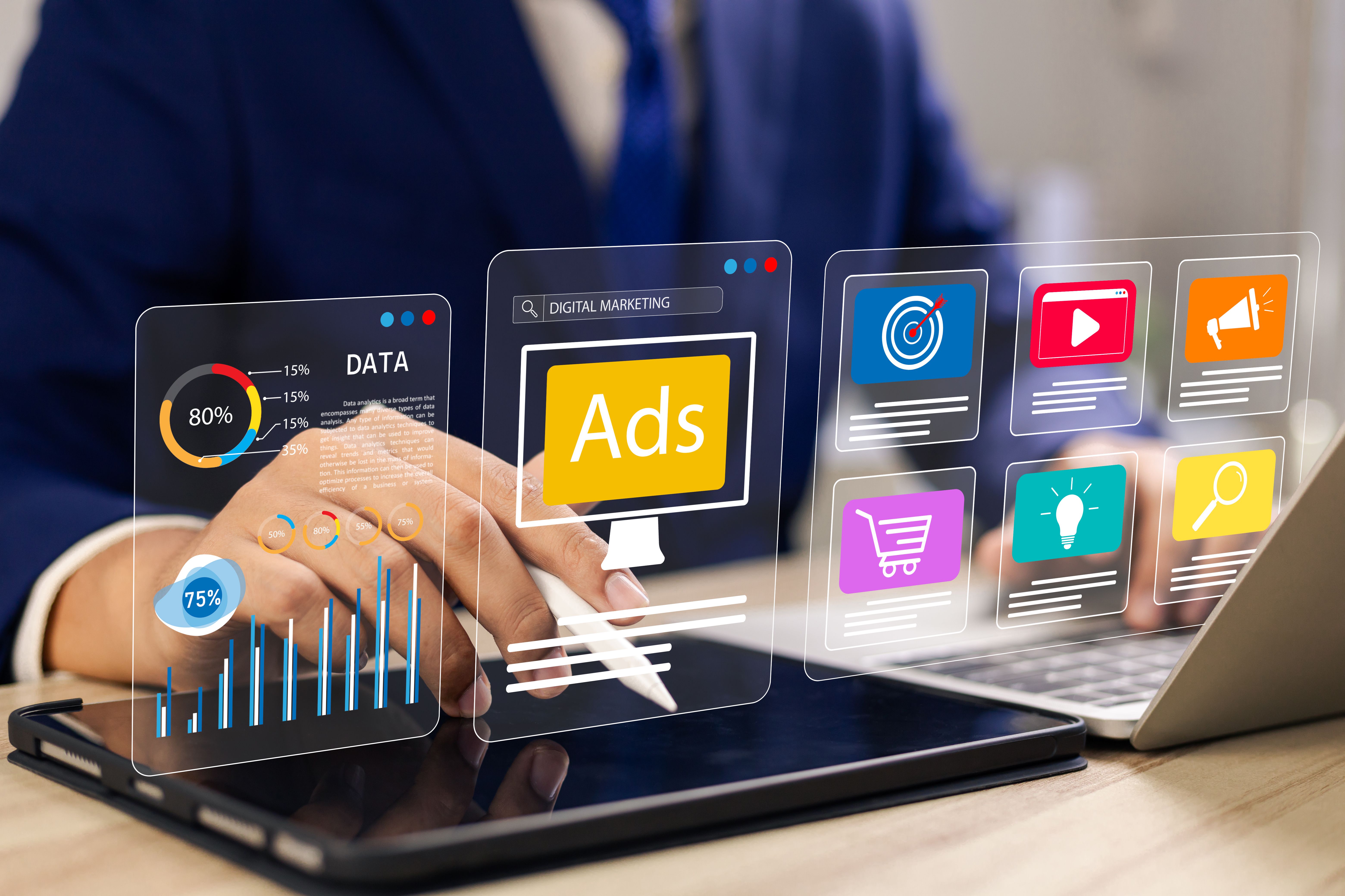 Digital marketing and social media ads, Strategies for online promotion, Targeting customers, and boosting engagement through SEO, AI, and Data, E-commerce and online advertising, Creative tools.