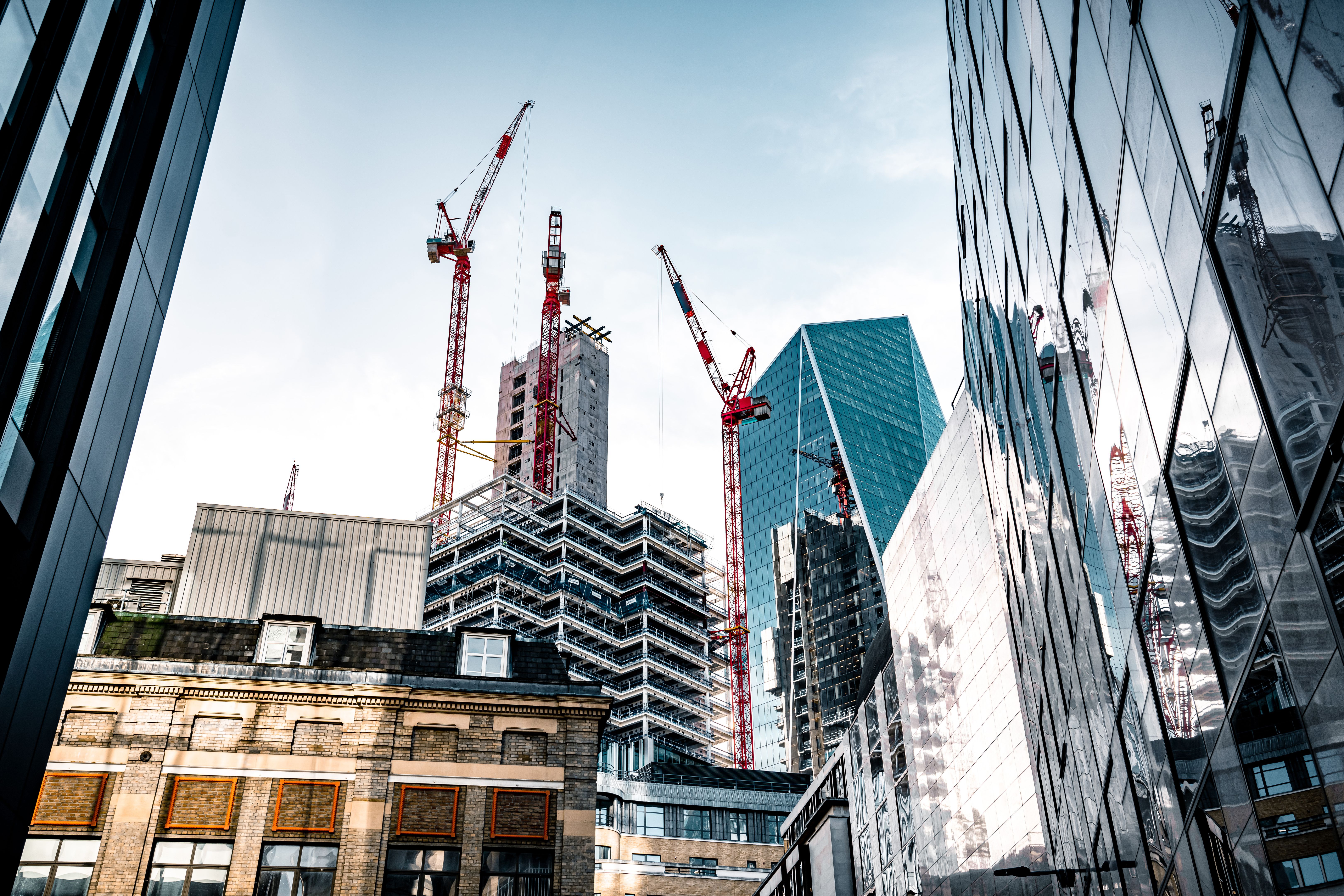 Skyscrapers and construction site in London