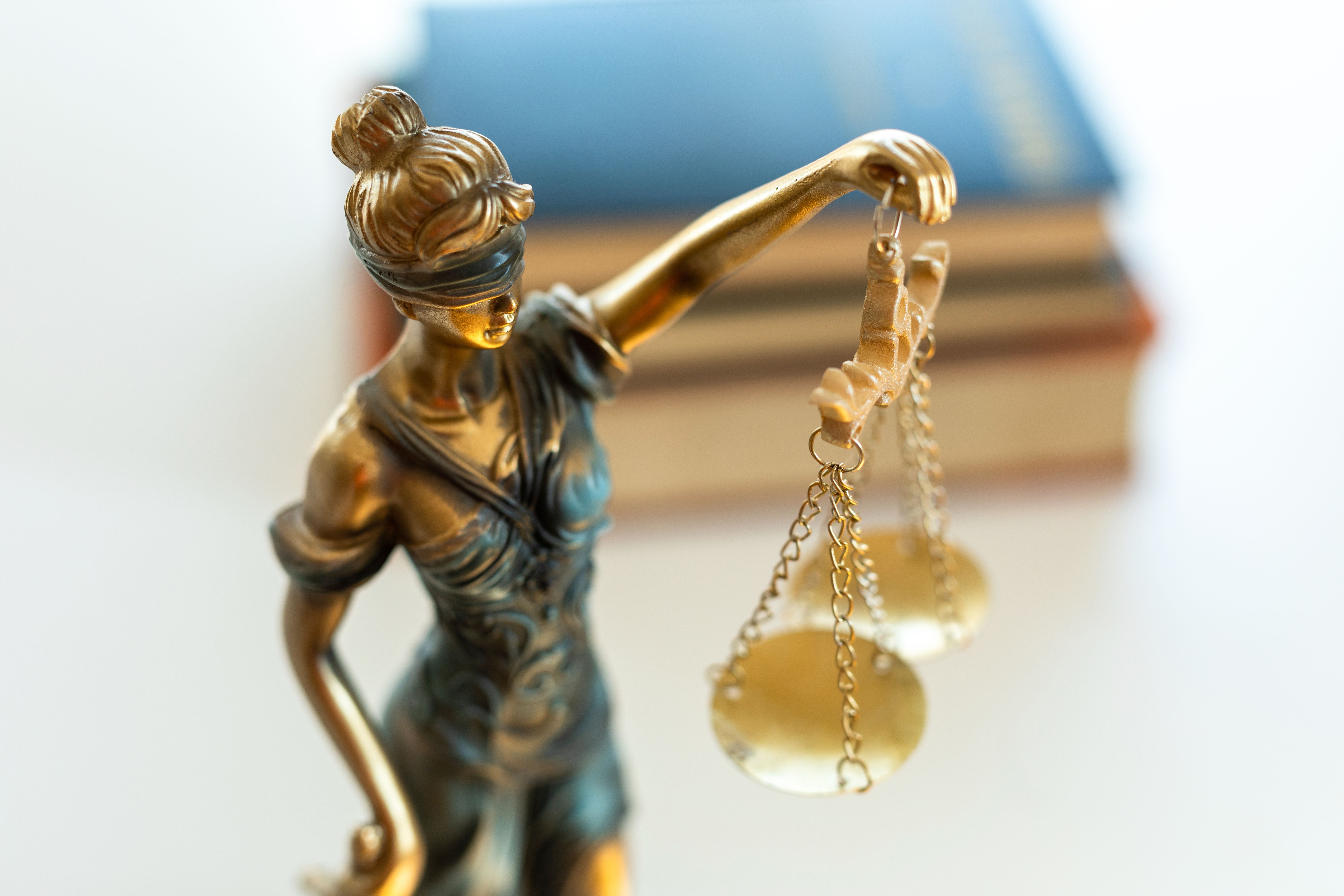 Statue of Justice in library