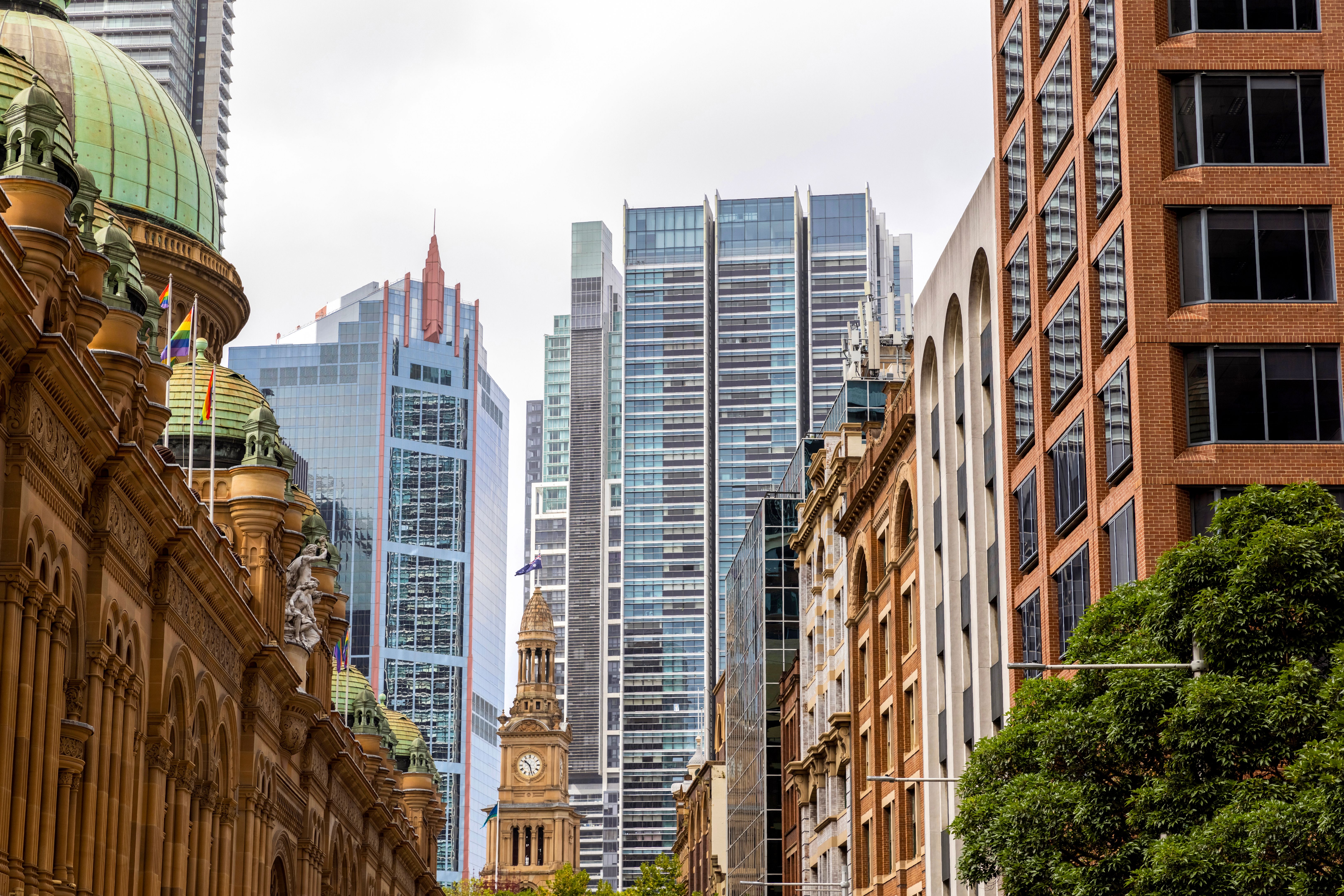 City street with new and old buildings, Sydney CBD