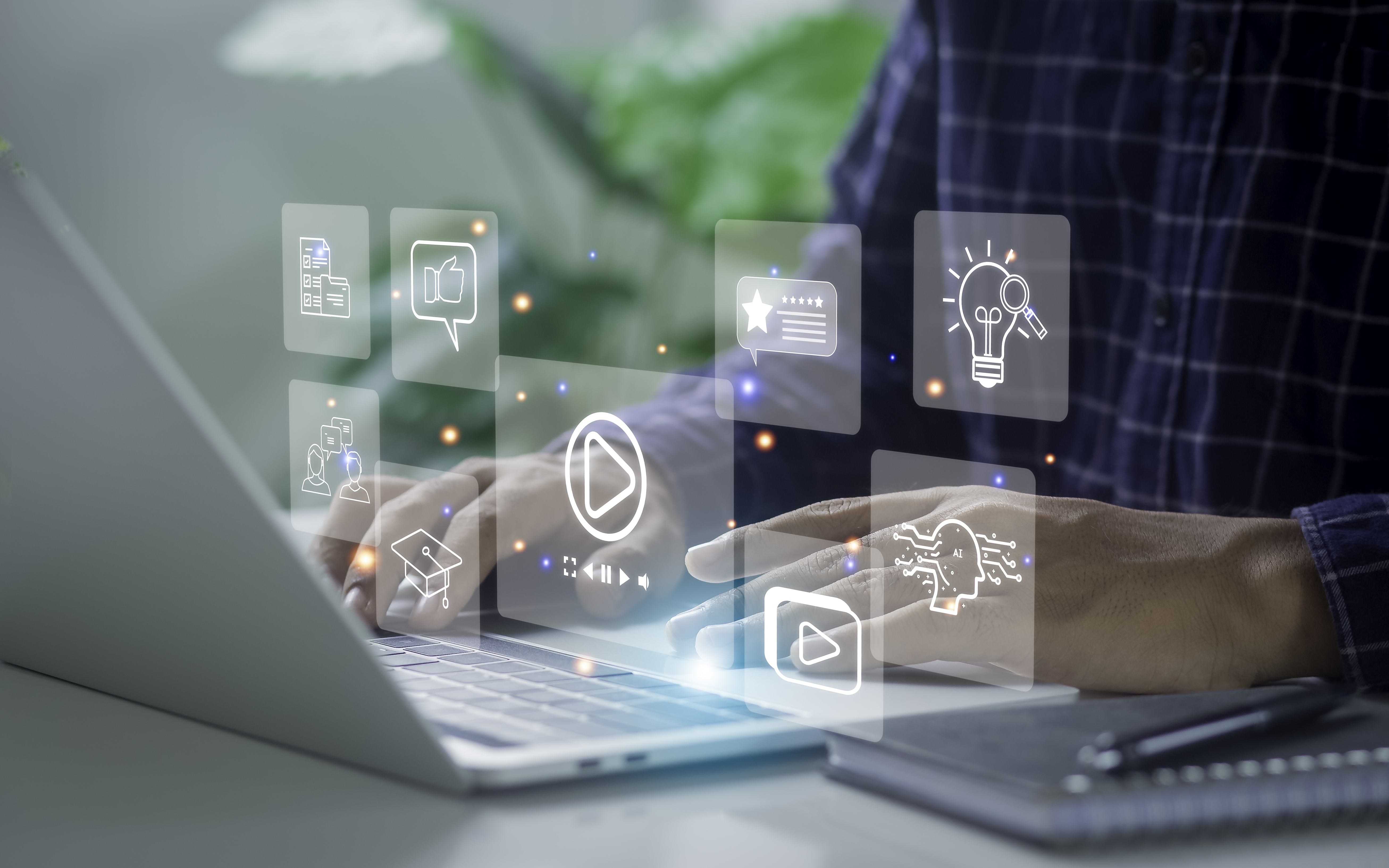 business people use internet technology to study on tablets digital marketing ideas Create content on social media Use the Internet to connect to the media. business video chat