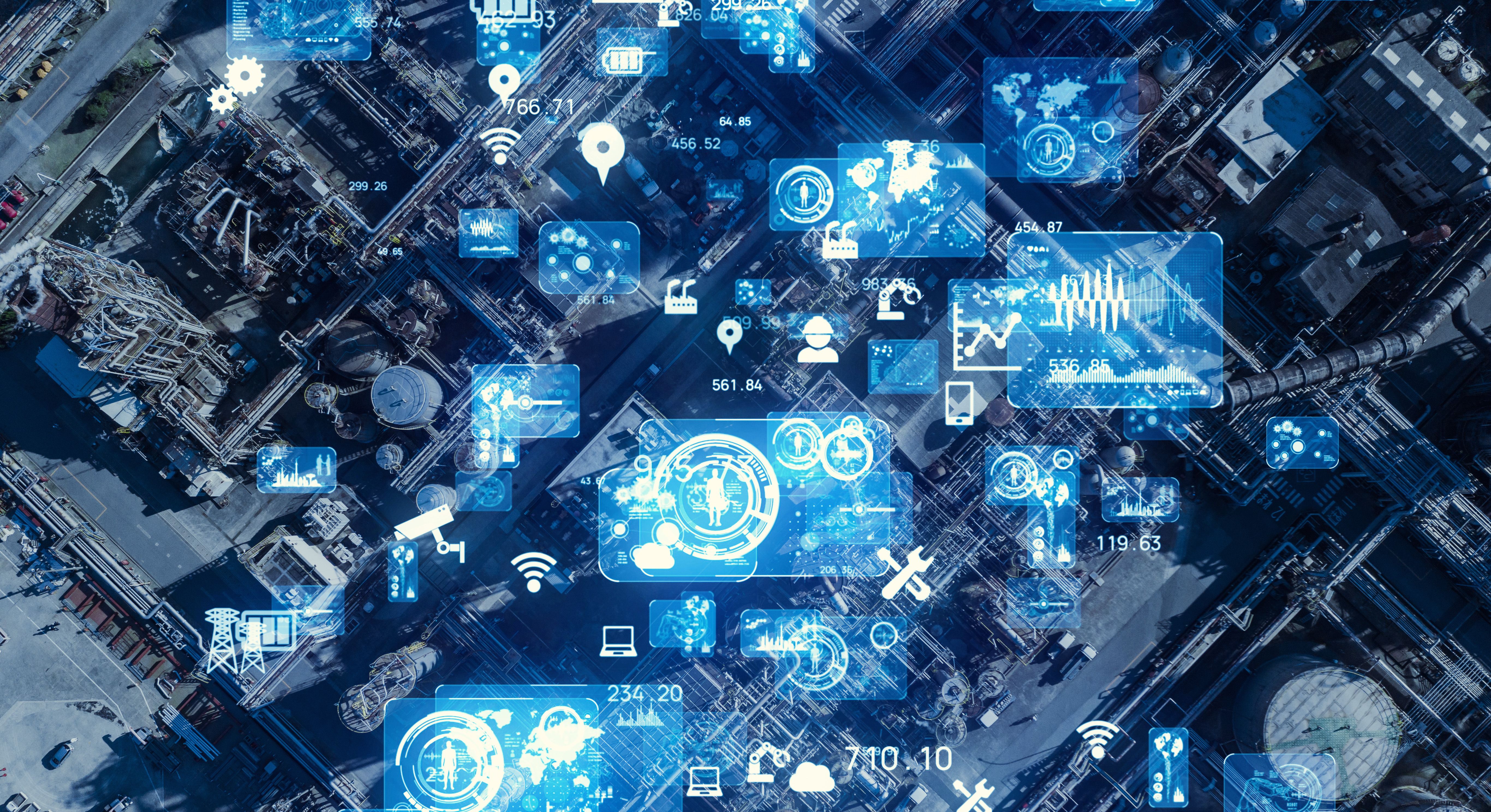 Concept de technologie industrielle. Réseau de communication. INDUSTRIE 4.0. Automatisation des usines.