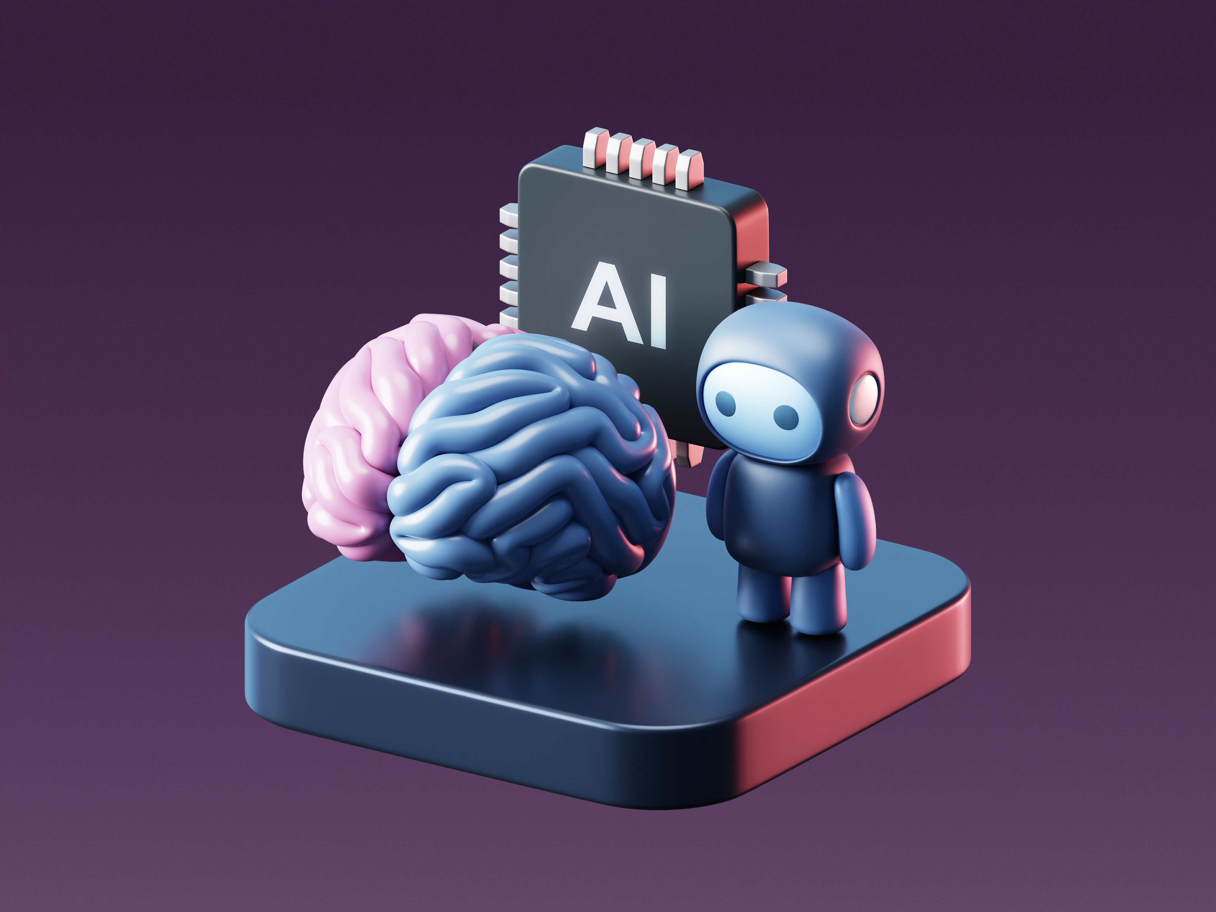 3D AI Brain with Artificial Intelligence Technology and Neural Digital Data Machine.