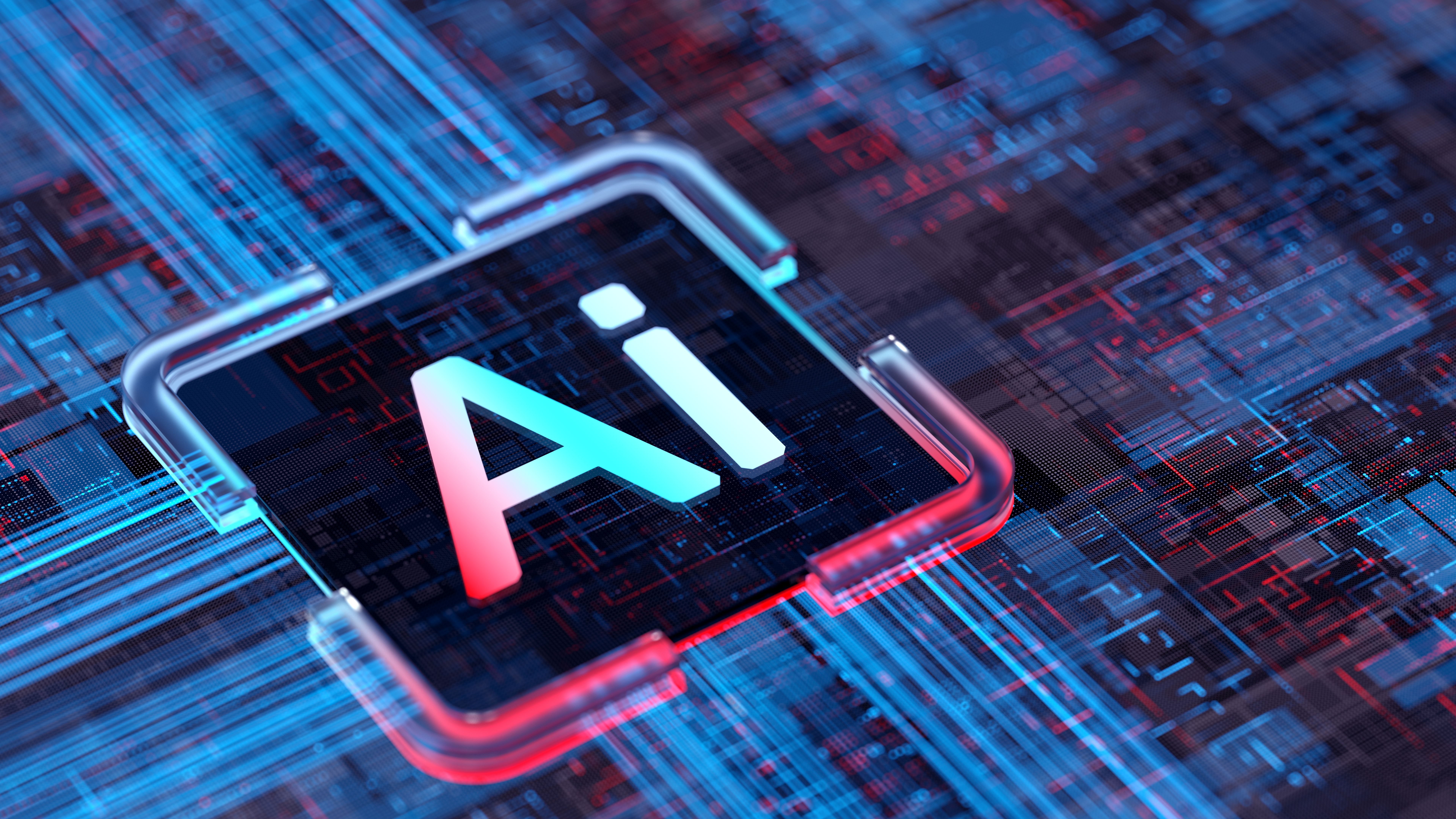 AI - text on abstract CPU. Machine Learning Concepts. AI - Artificial Intelligence digital concept. LLM large language model. AI - text on abstract CPU. Machine Learning Concepts. AI - Artificial Intelligence digital concept. LLM large language model.