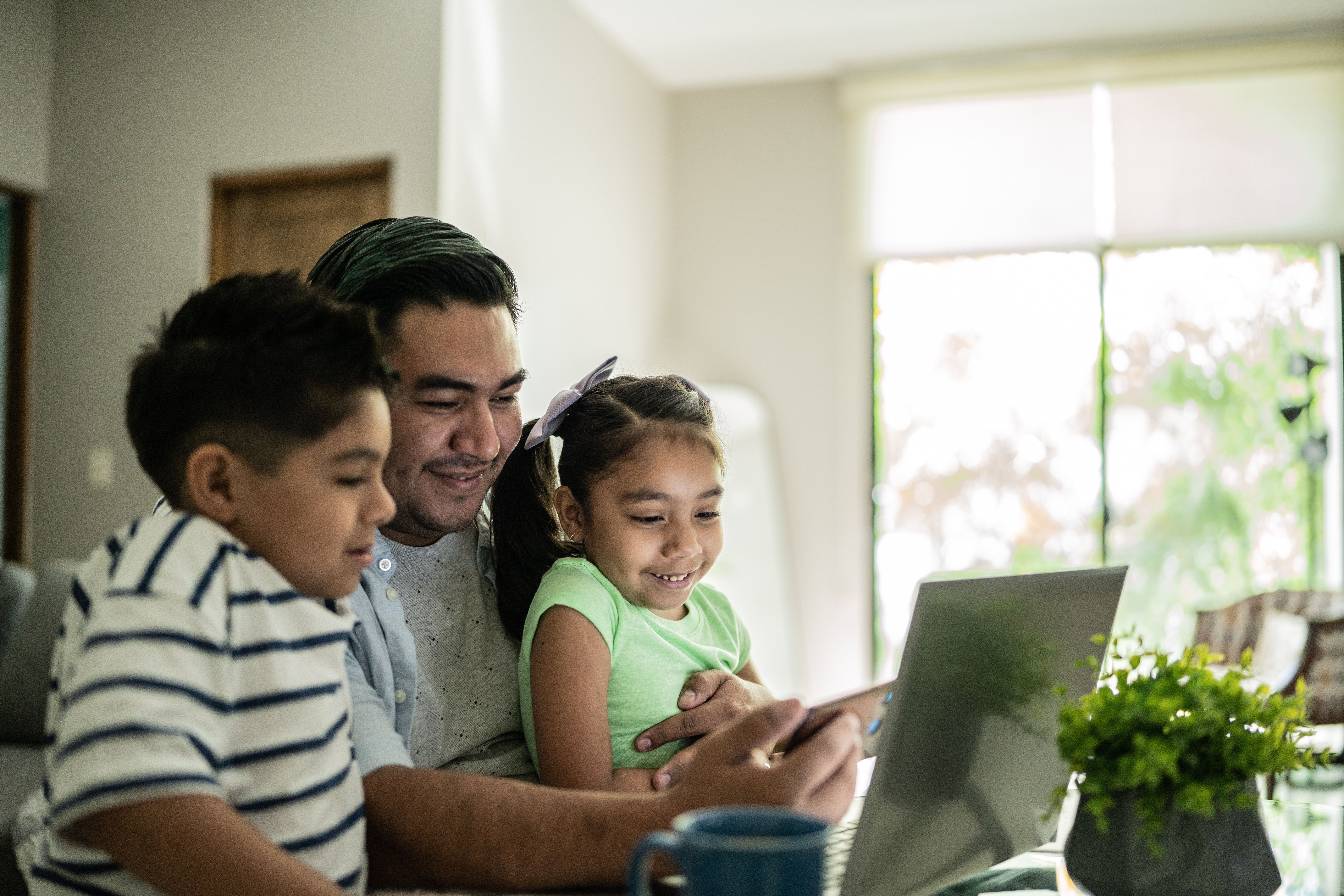 family using computer