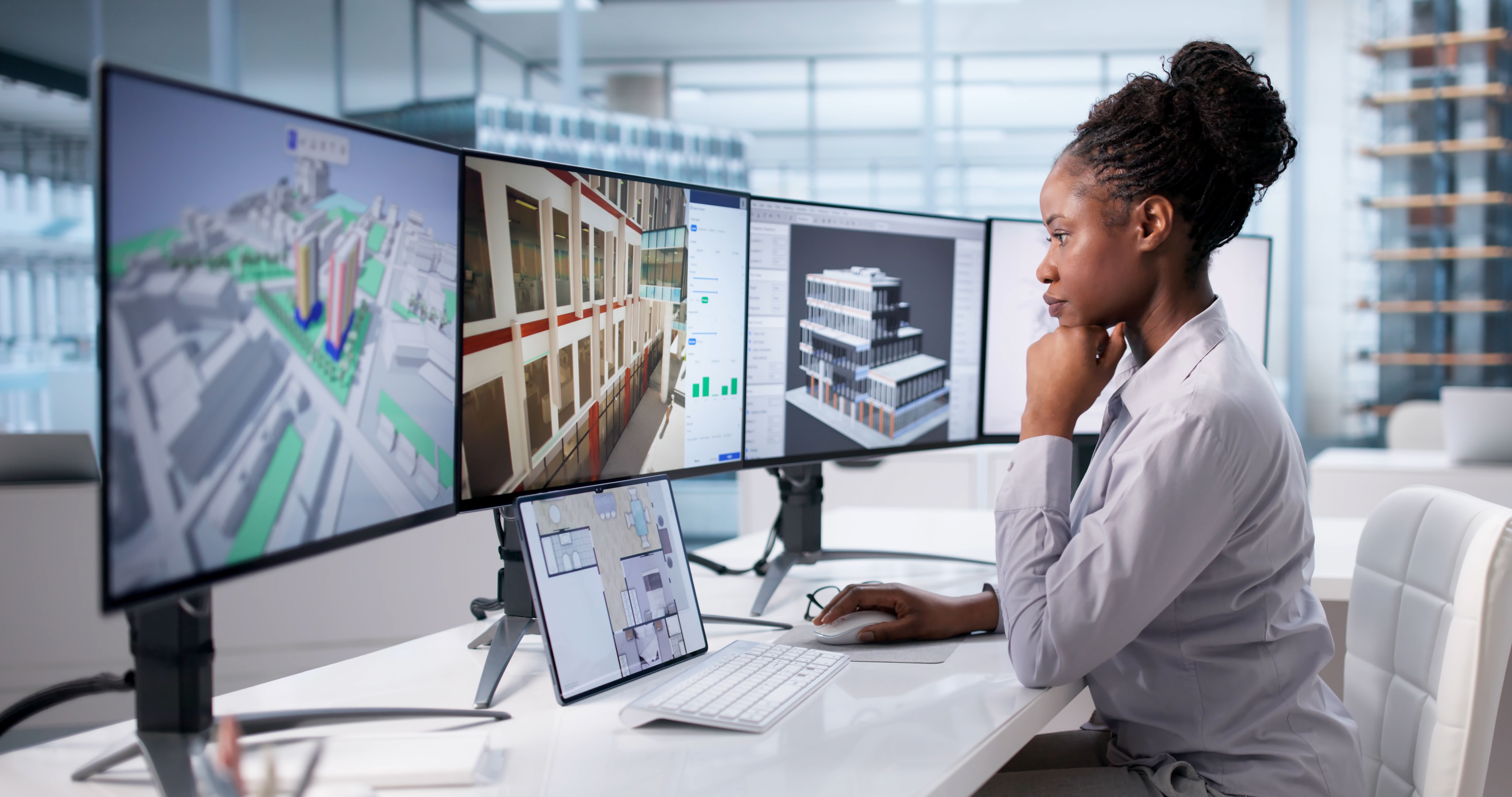 Young Black Girl Developing Innovative BIM Technology