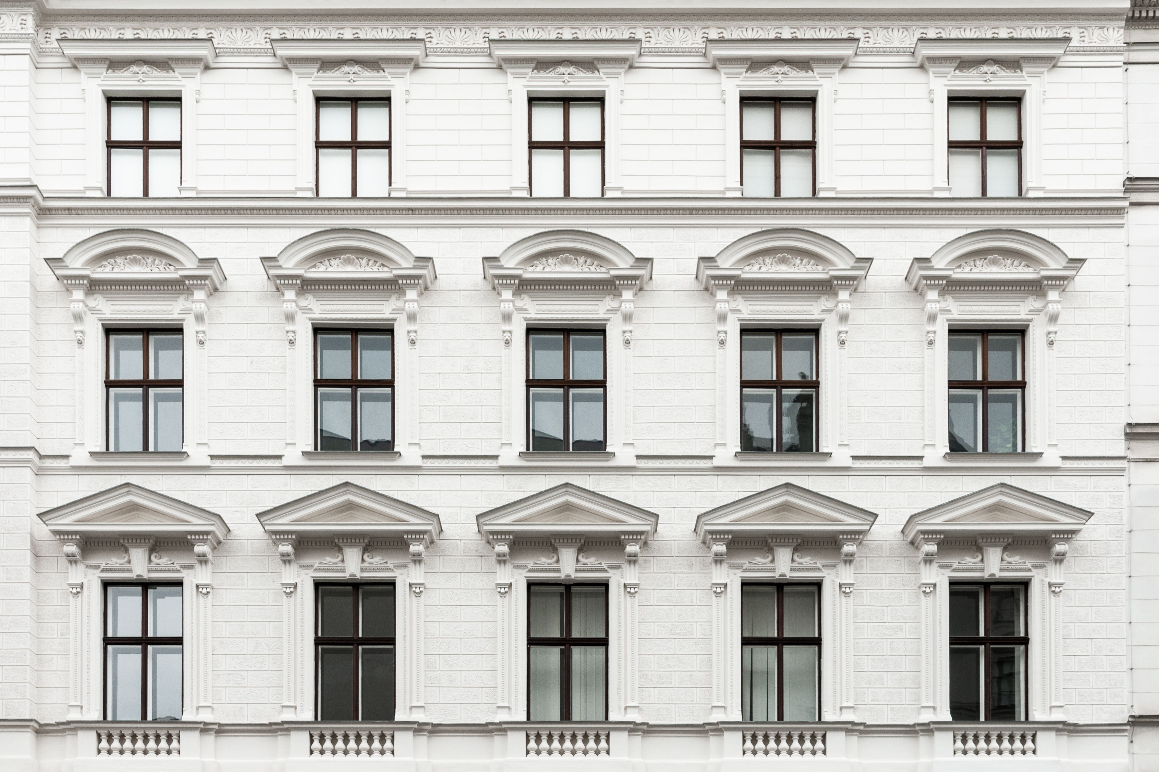 Exterior facade of apartment building in Vienna