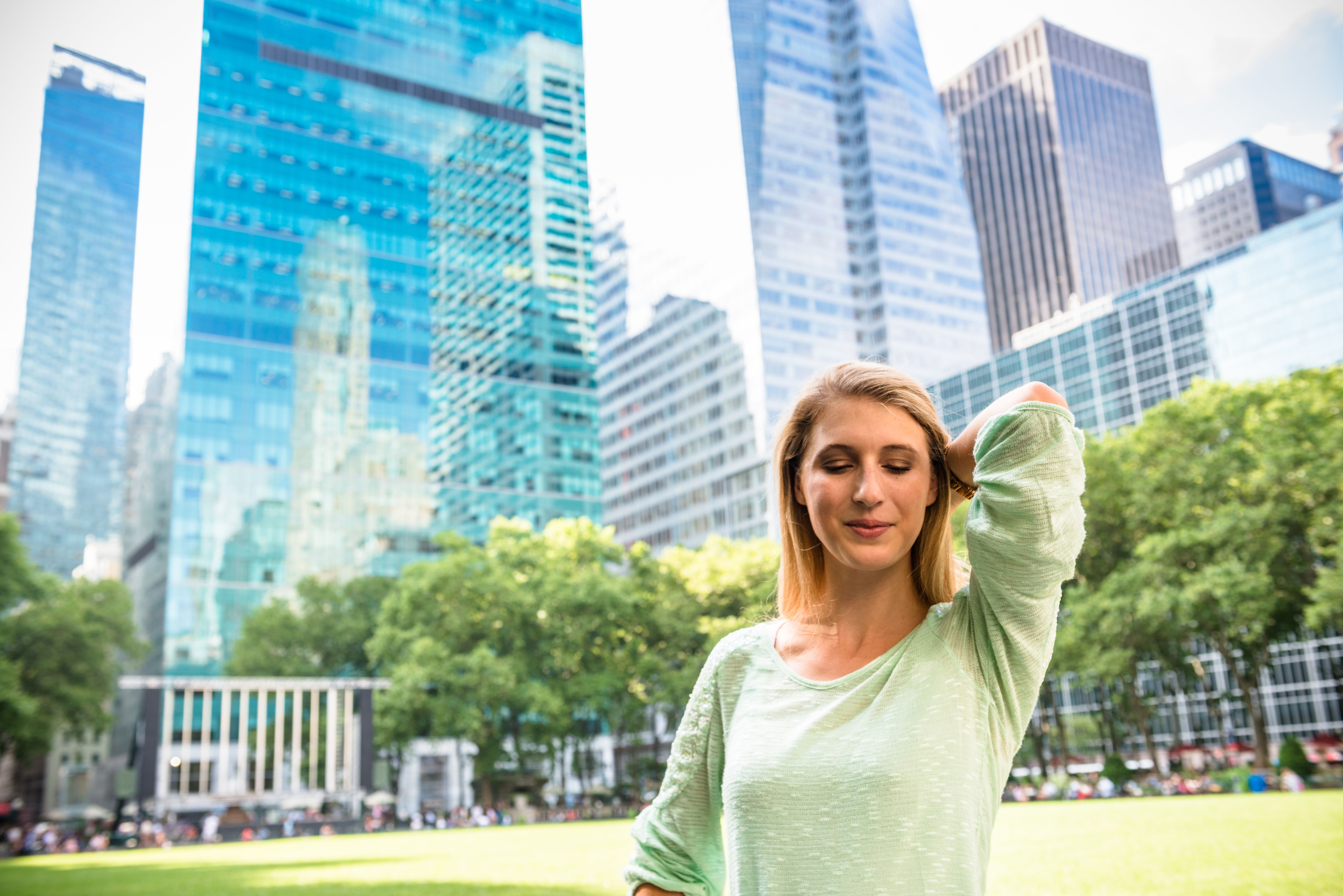 Freedom woman on NYC in bryant park Freedom woman on NYC in bryant park