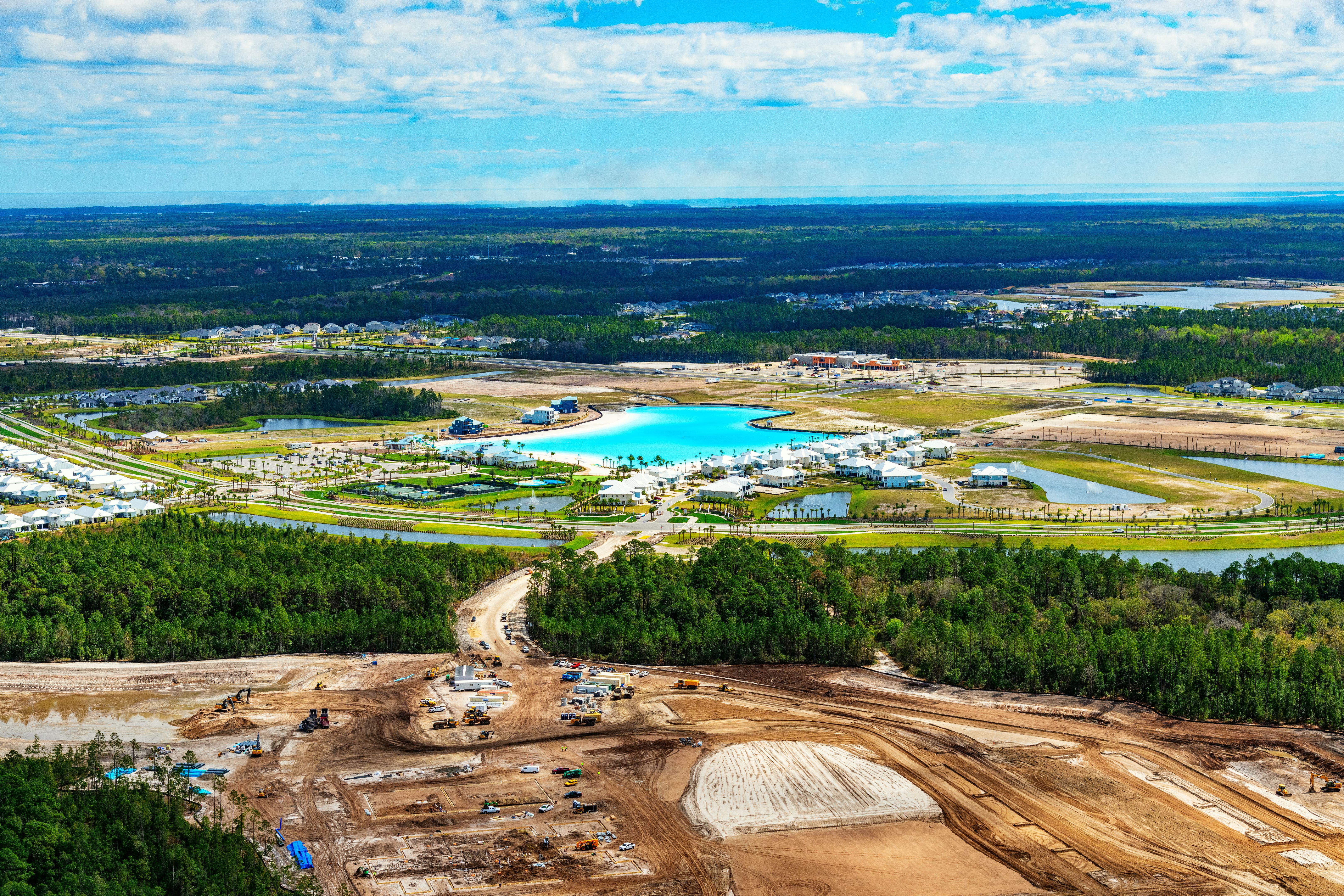 Suburban Housing Development Construction Aerial