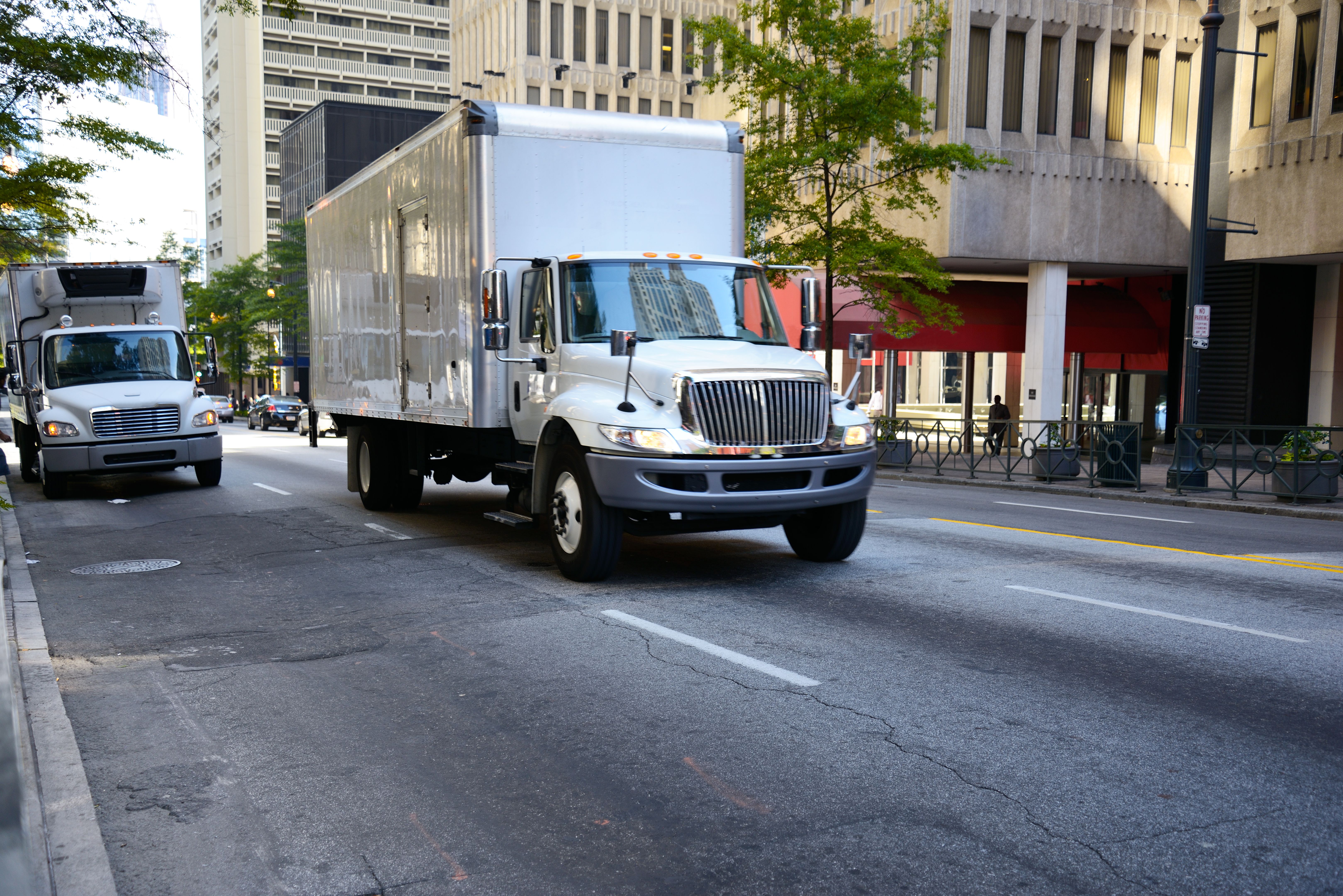 Truck Driving Through Downtown Atlanta, Georgia.