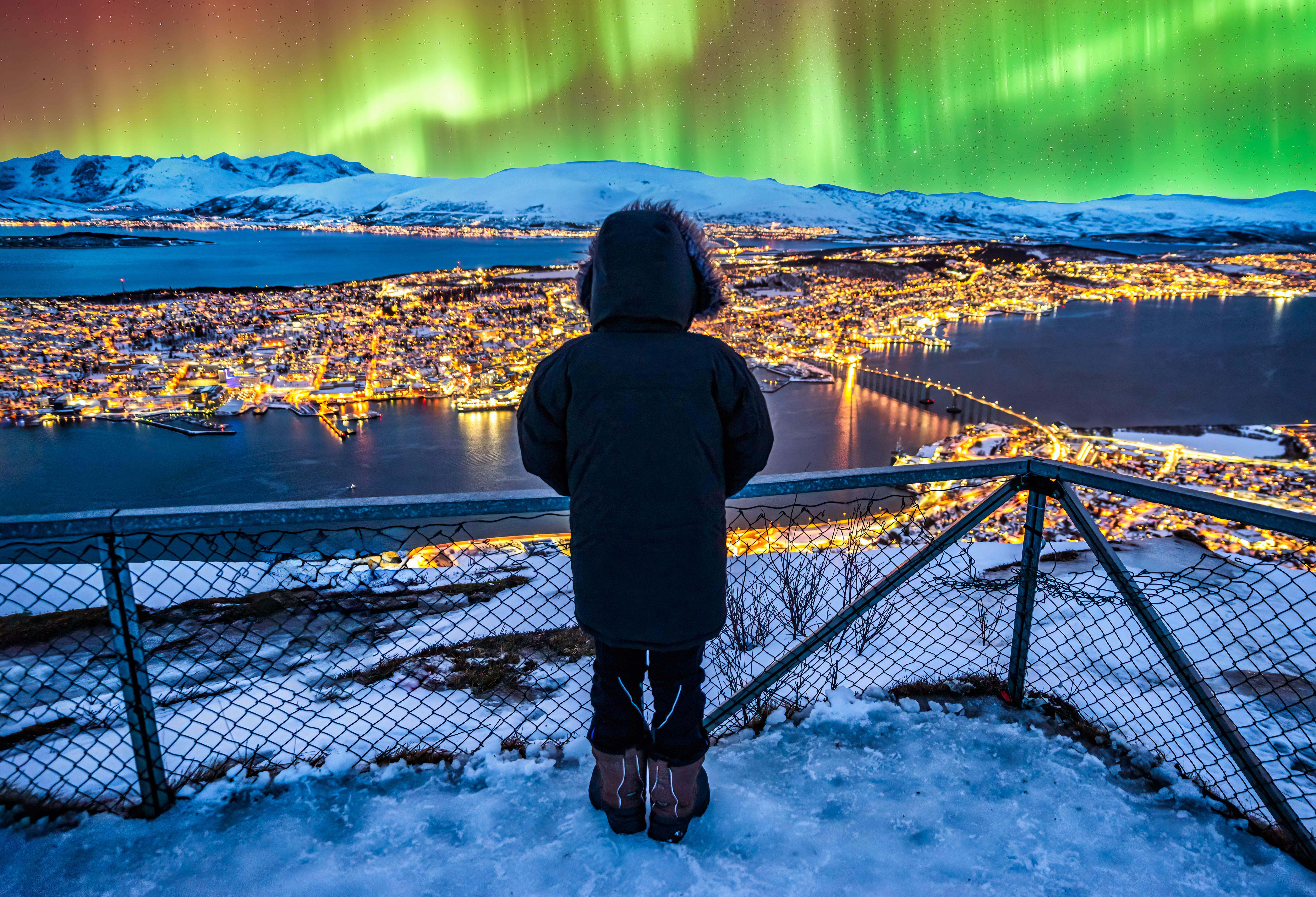 Northern Lights Overlooking Tromso, Norway
