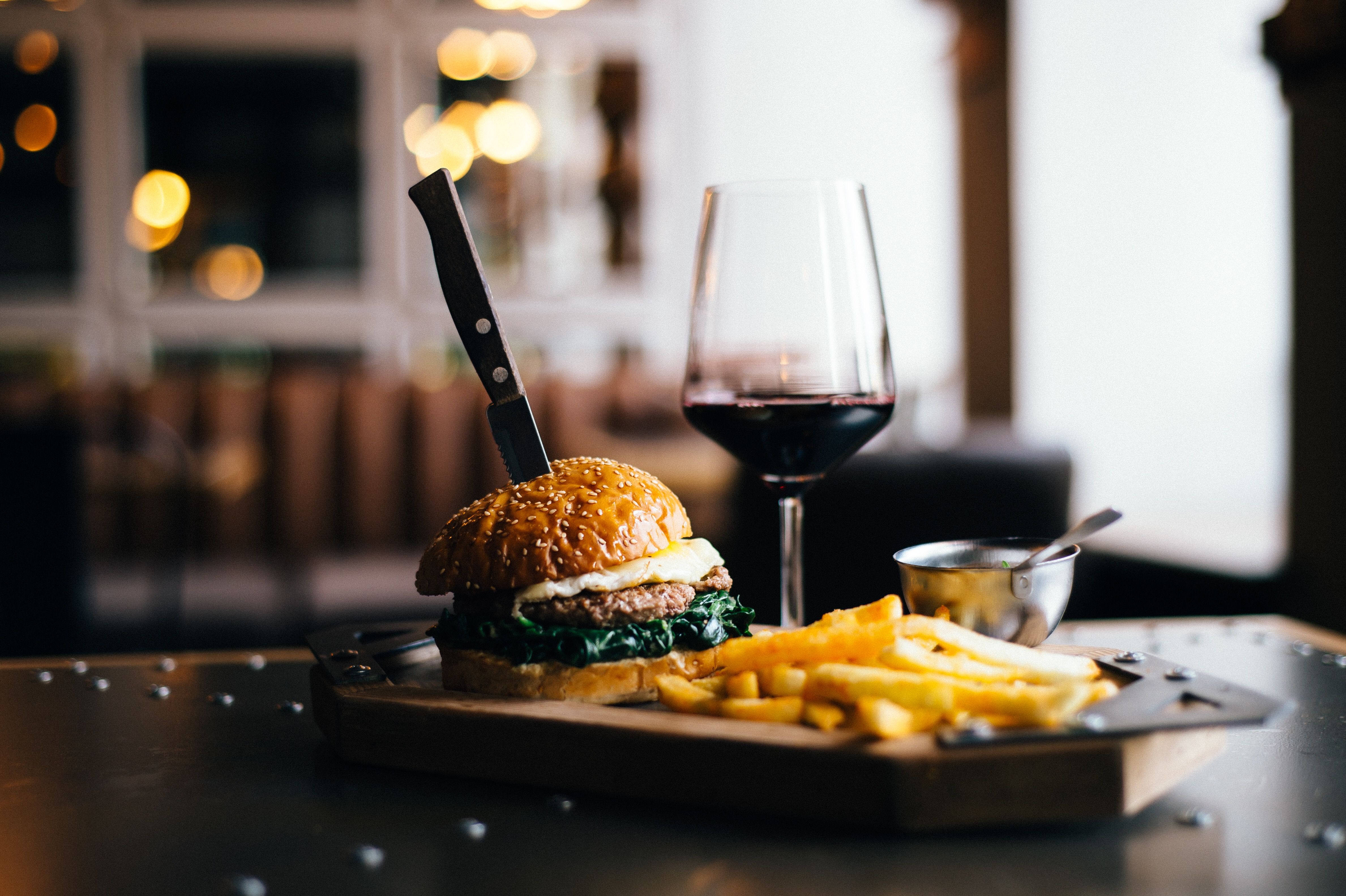 wine and burger