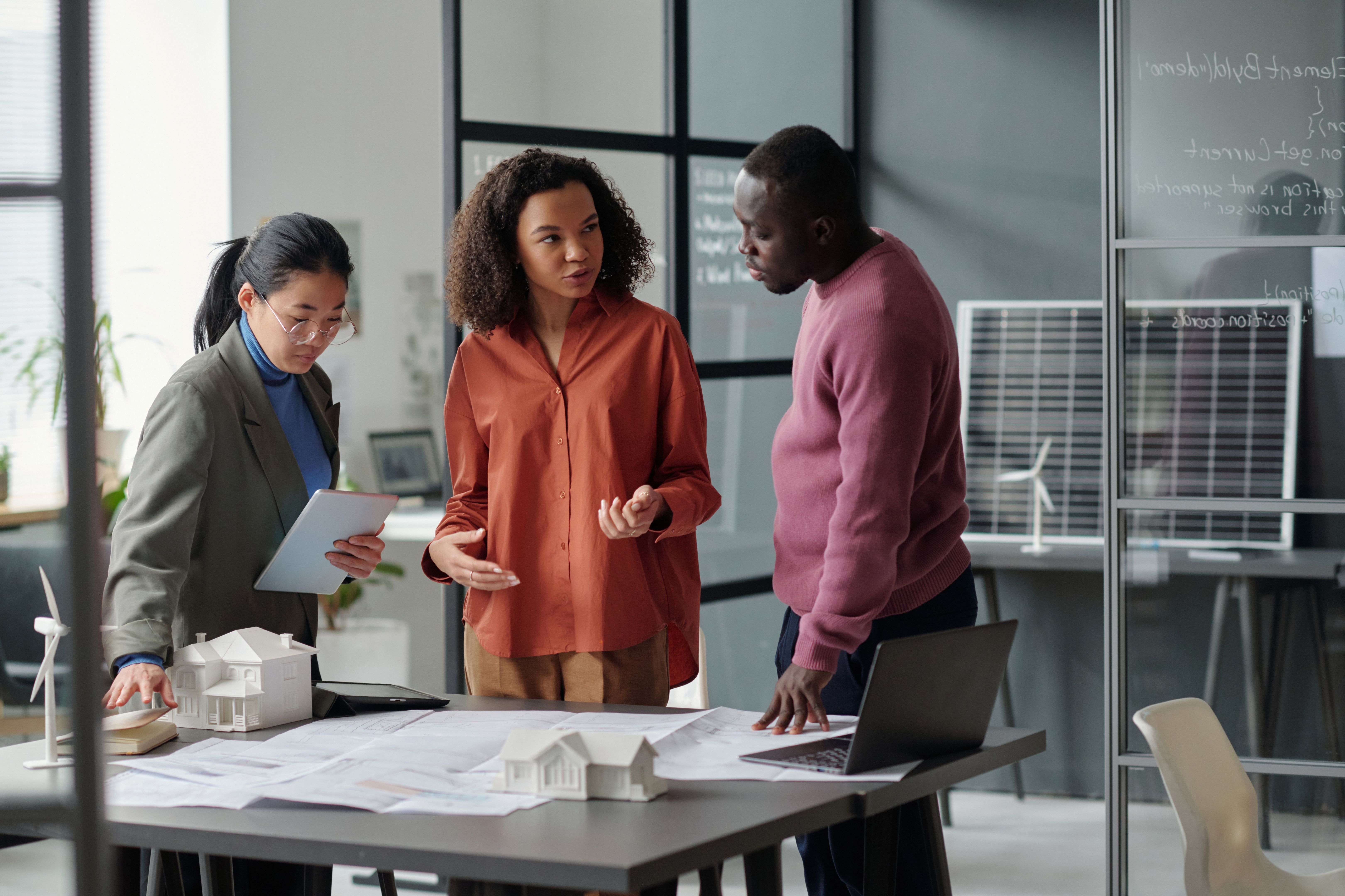 Team of architects having discussion