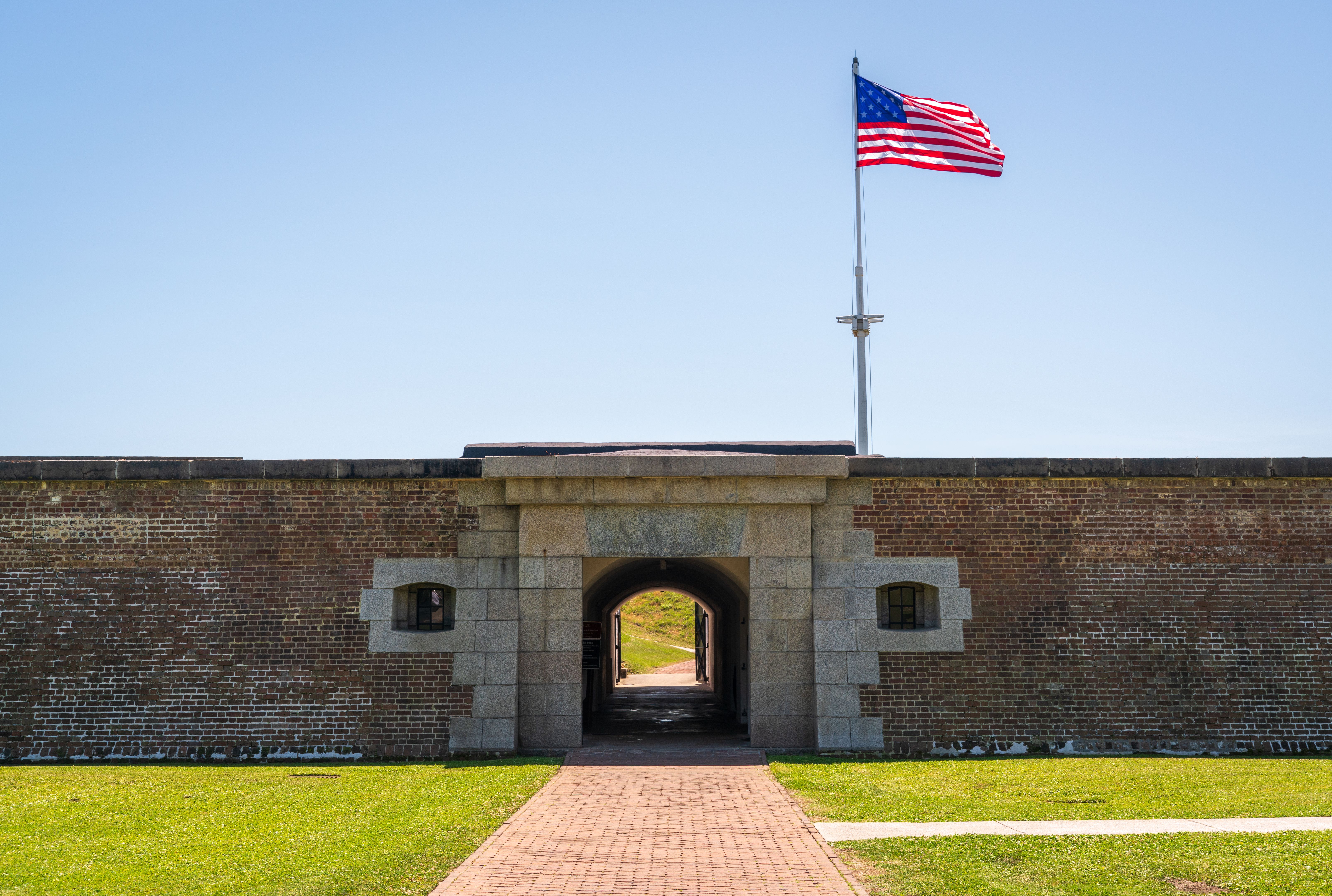 Fort Moultrie, small fortifications and ammunitions bunkers that run along the coast of Sullivan's Island, South Carolina Fort Moultrie, small fortifications and ammunitions bunkers that run along the coast of Sullivan's Island, South Carolina
