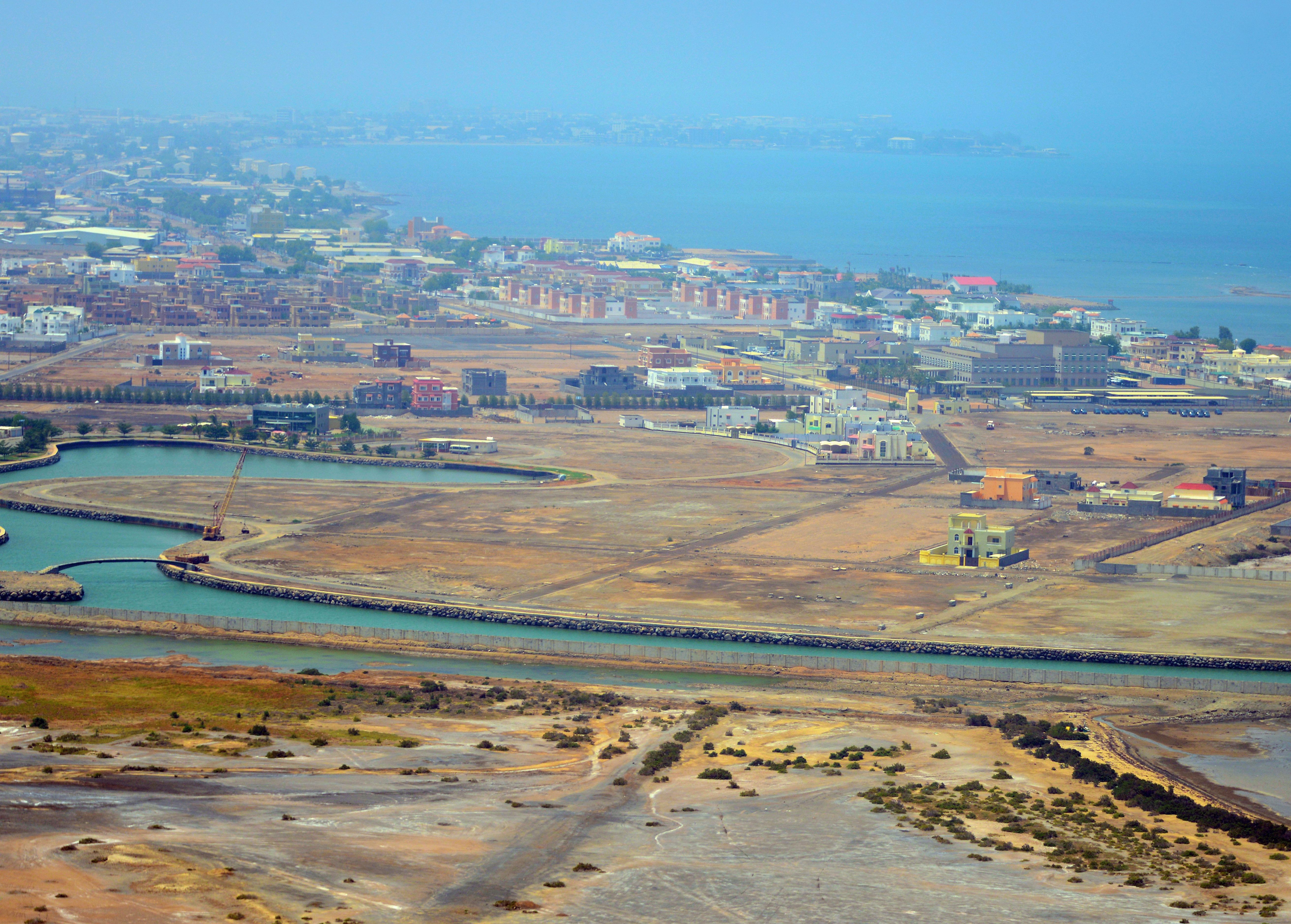 US Embassy and Djibouti city seen from the air, Djibouti City, Djibouti US Embassy and Djibouti city seen from the air, Djibouti City, Djibouti