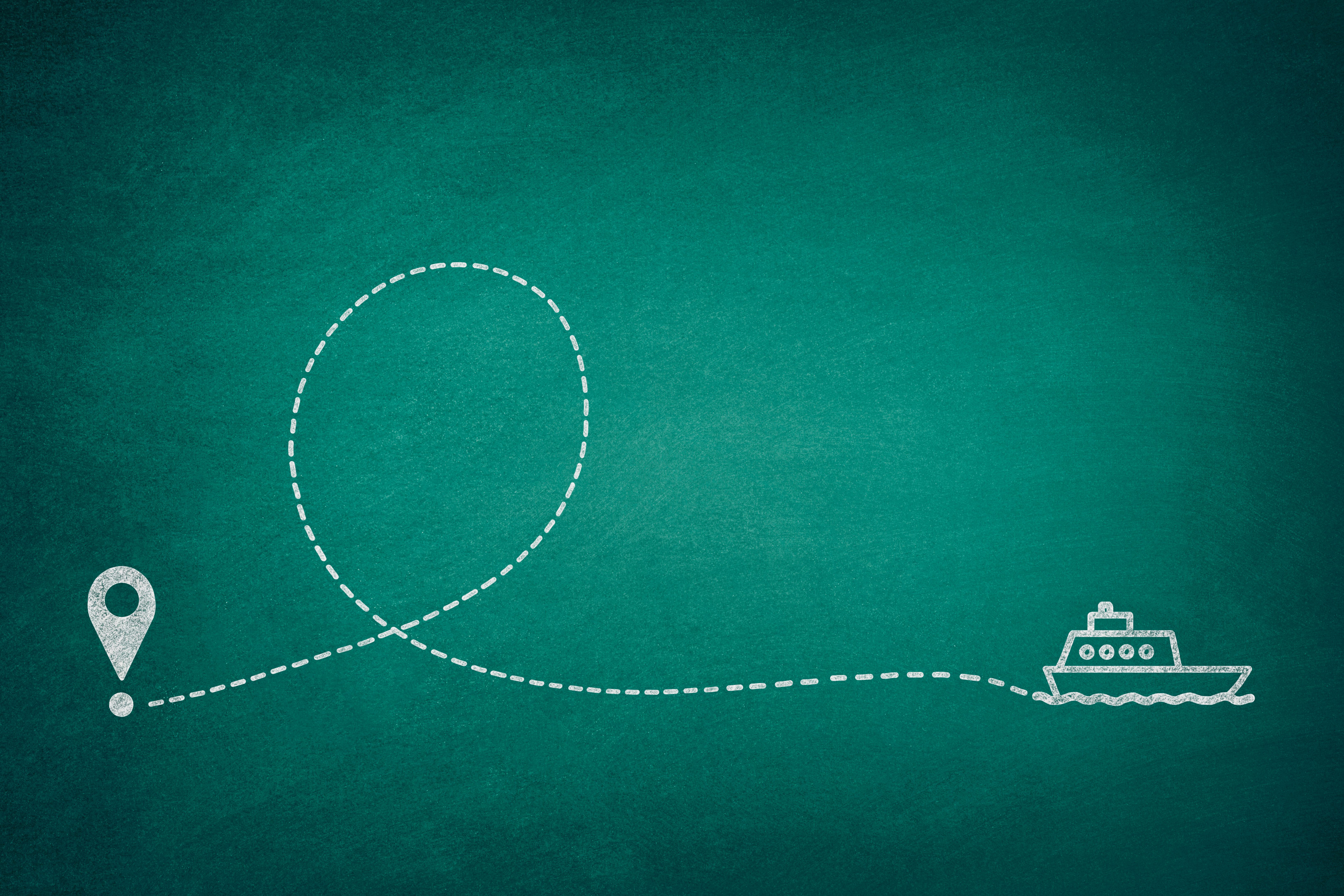 Chalk Drawing of Ship with Pin