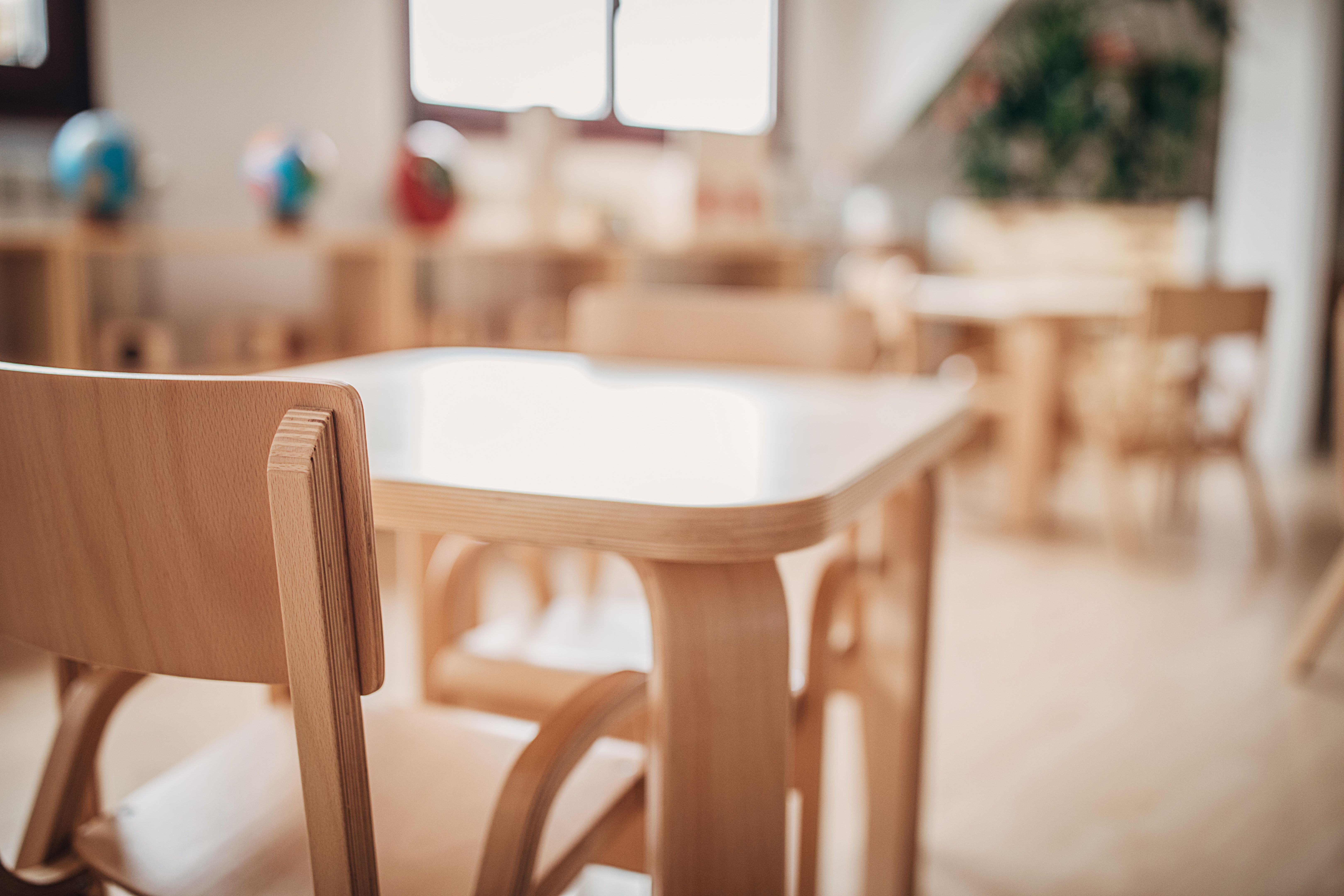 Empty modern preschool classroom