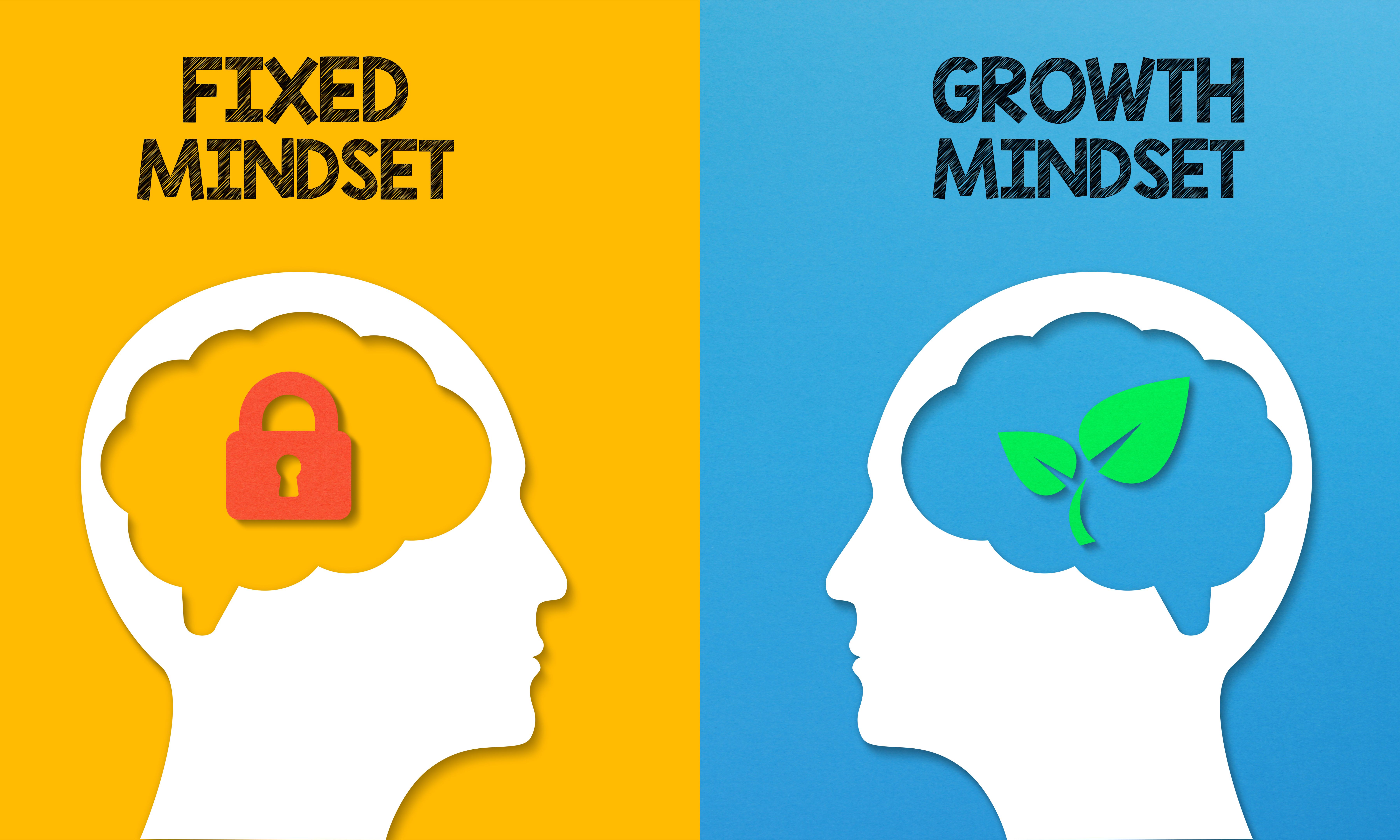 Growth Mindset with Fixed Mindset concept