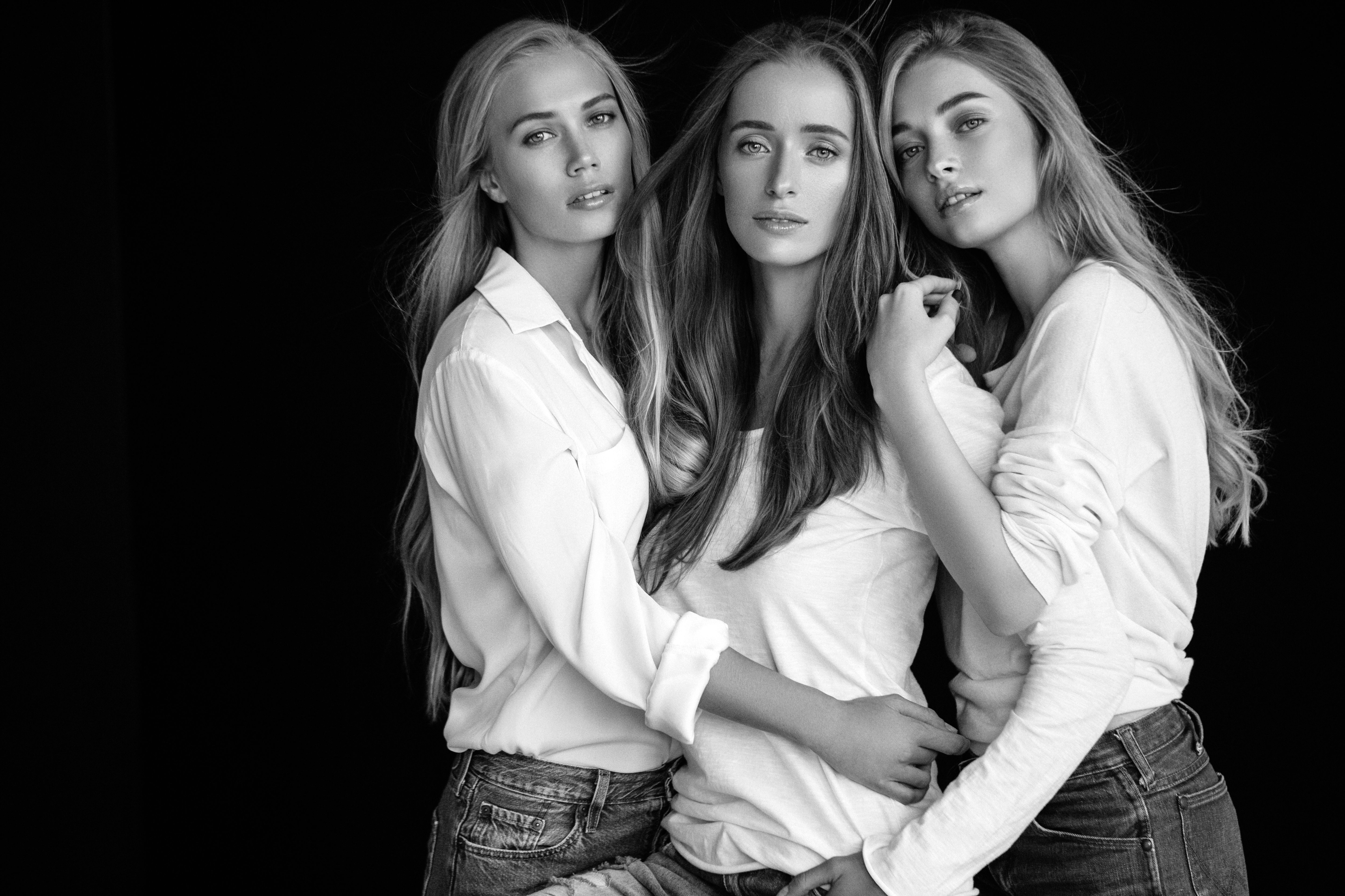 Three beautiful girls with a natural make-up Three beautiful girls with a natural make-up