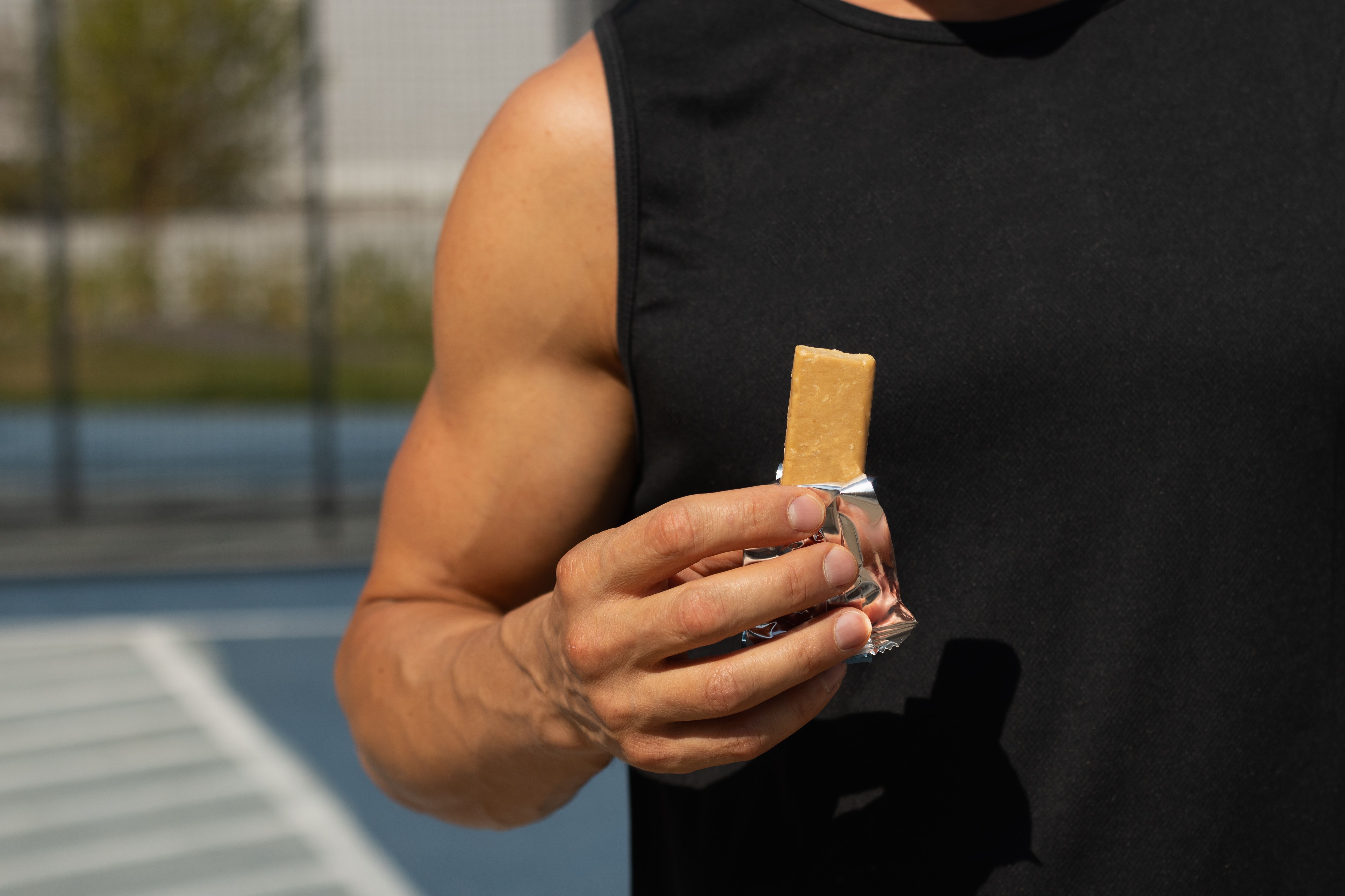 athlete eating protein