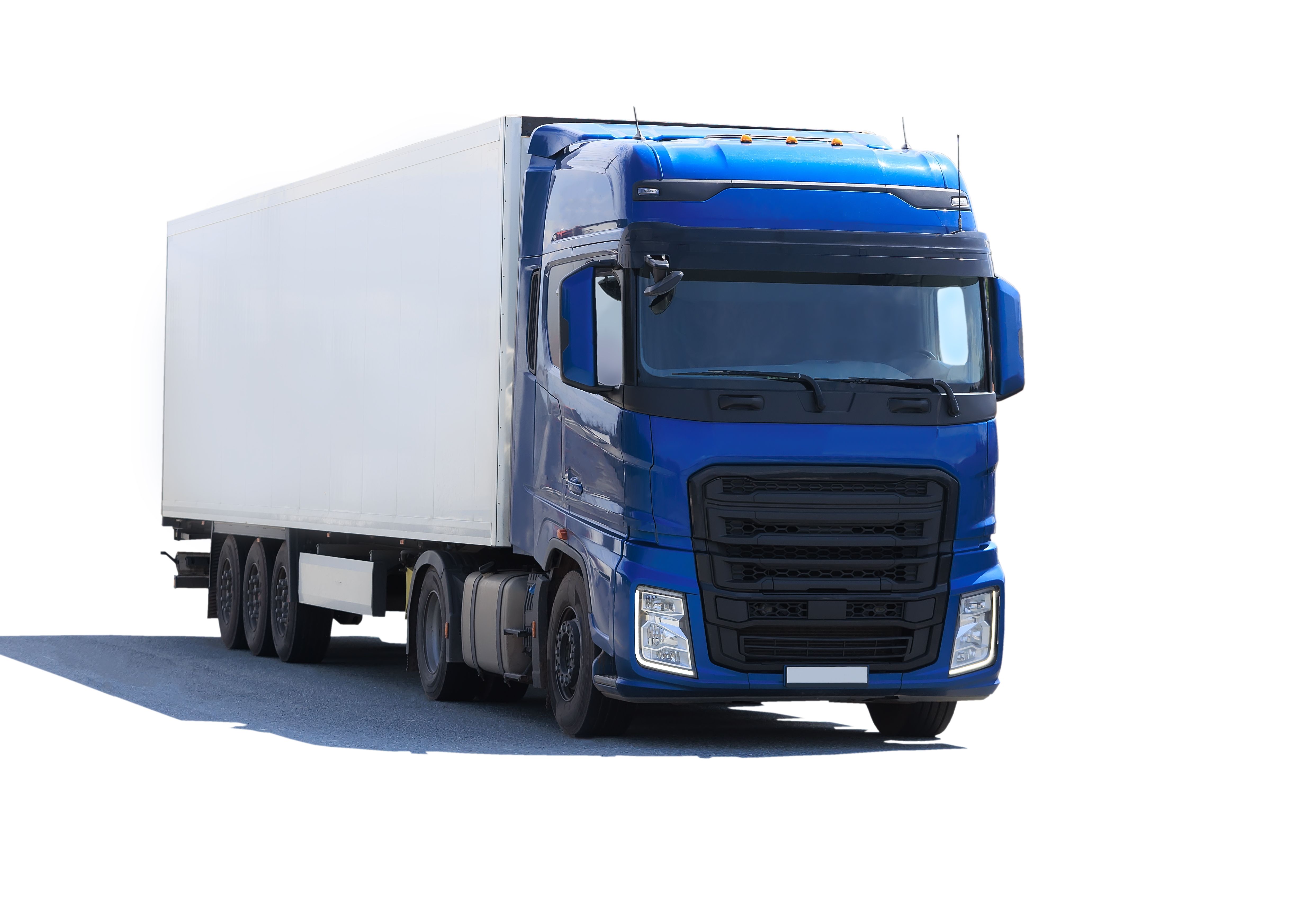 Big truck with container isolated on white