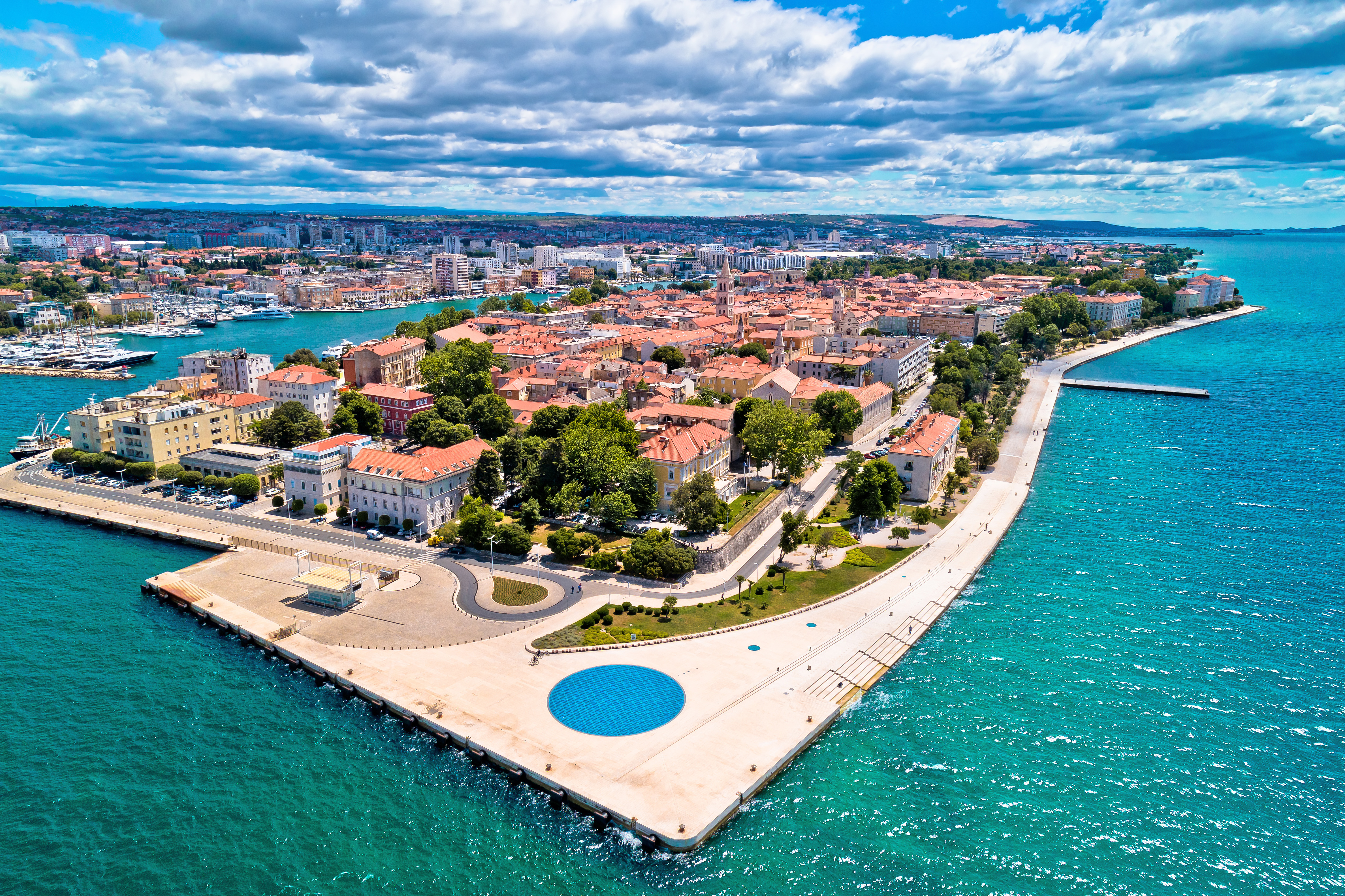 Zadar. Town of Zadar historic peninsula panoramic aerial view, Zadar. Town of Zadar historic peninsula panoramic aerial view,