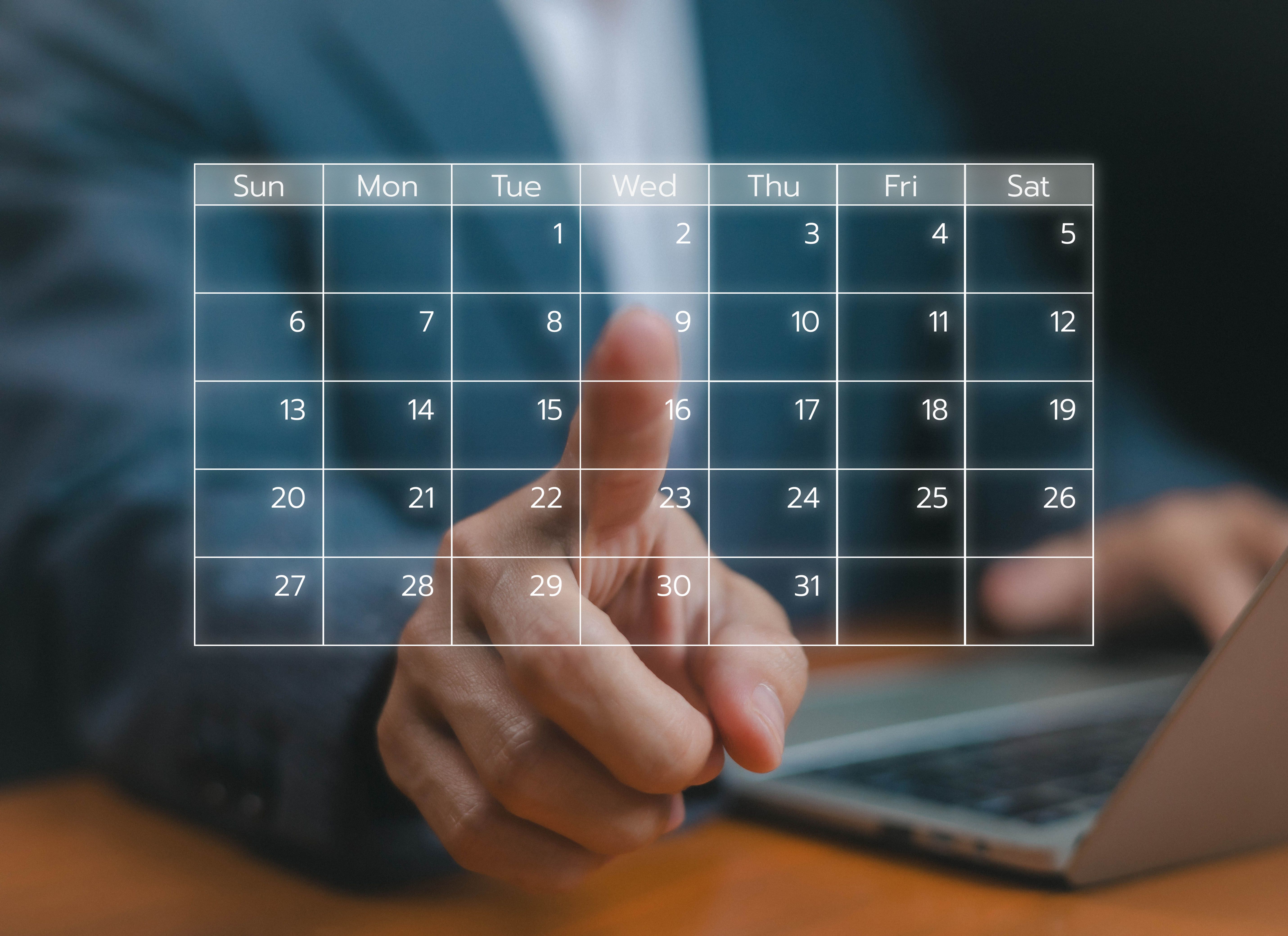business deadline calendar