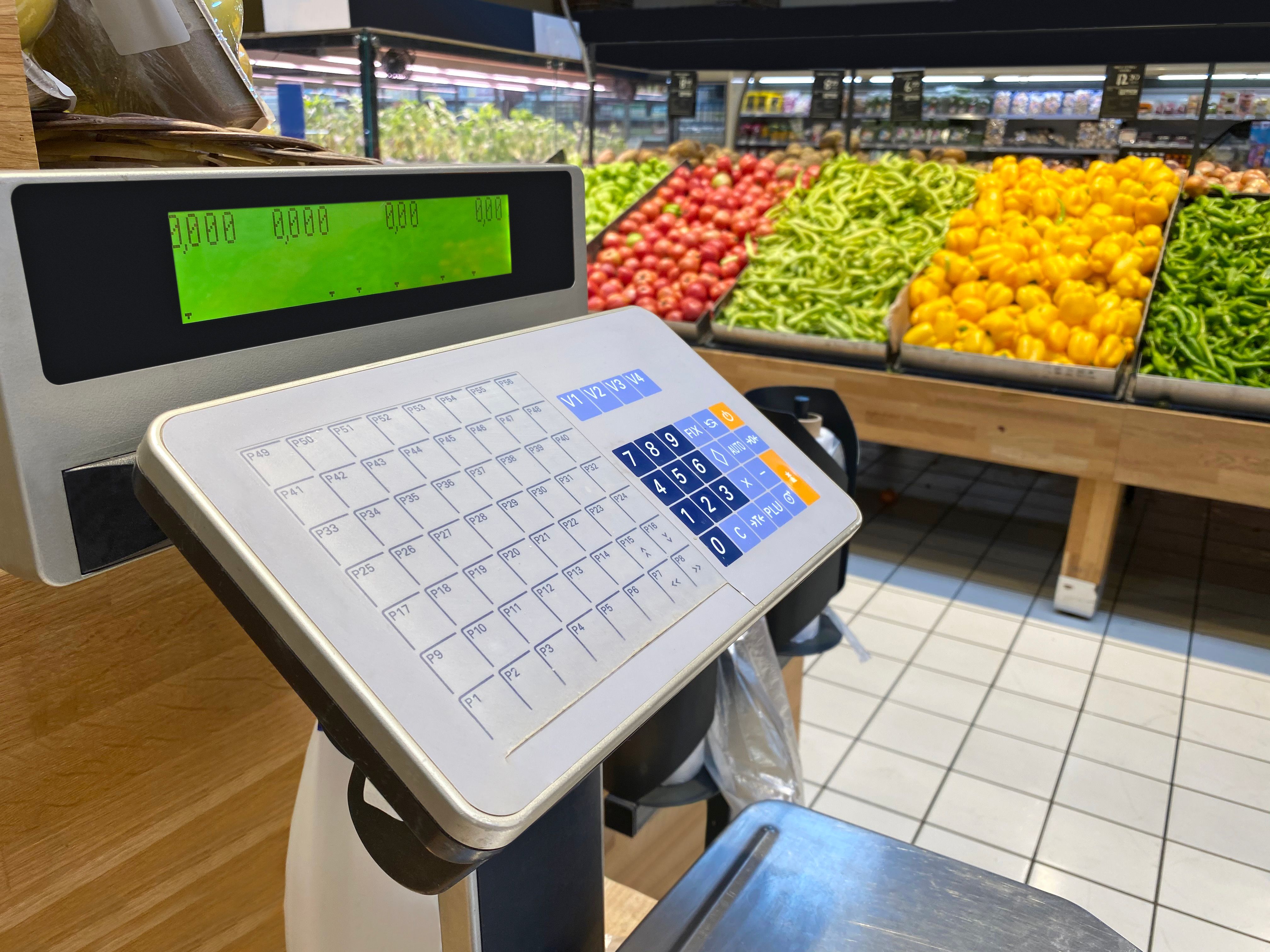 Grocery scale in a supermarket