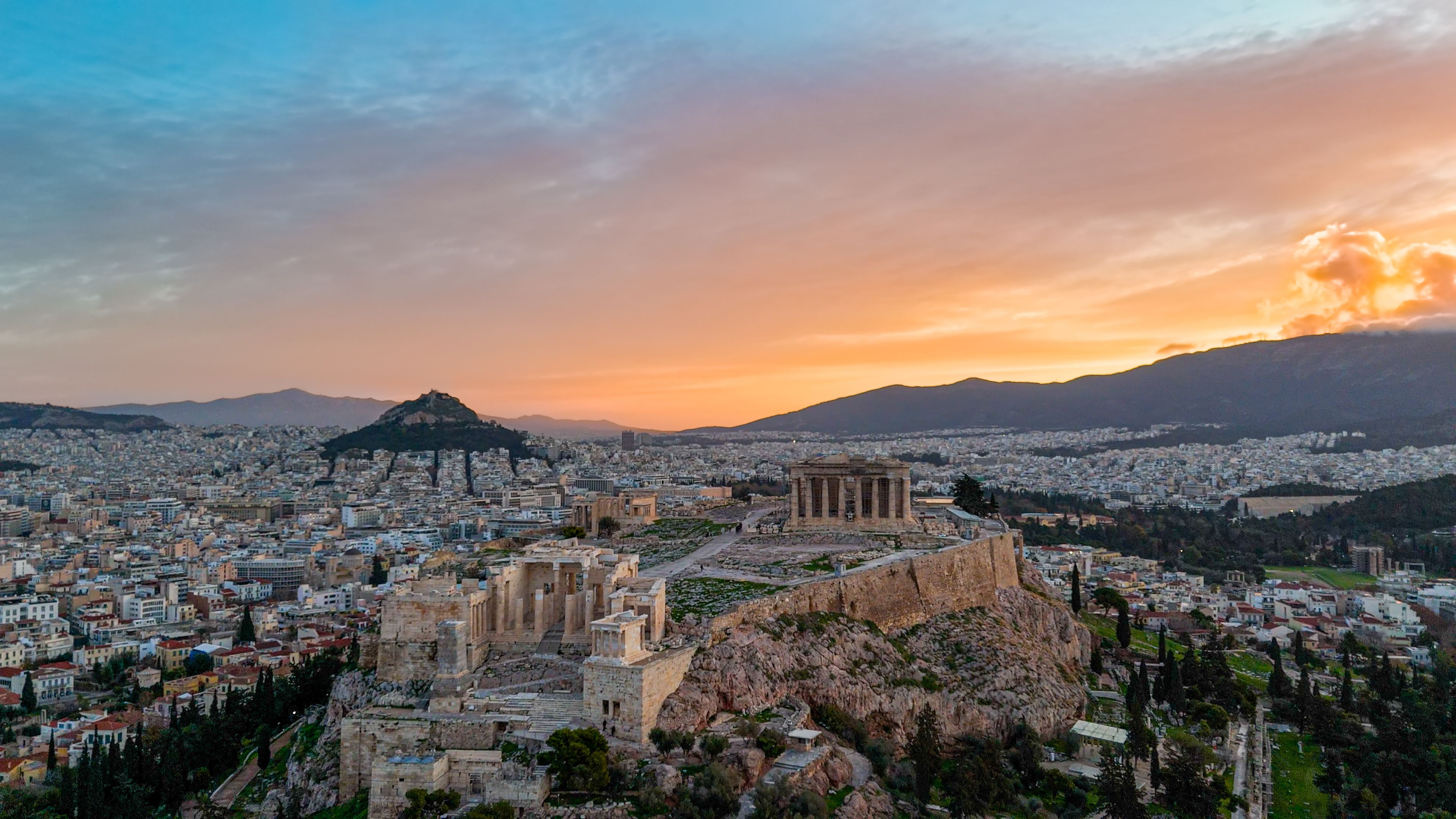 acropolis at sunset