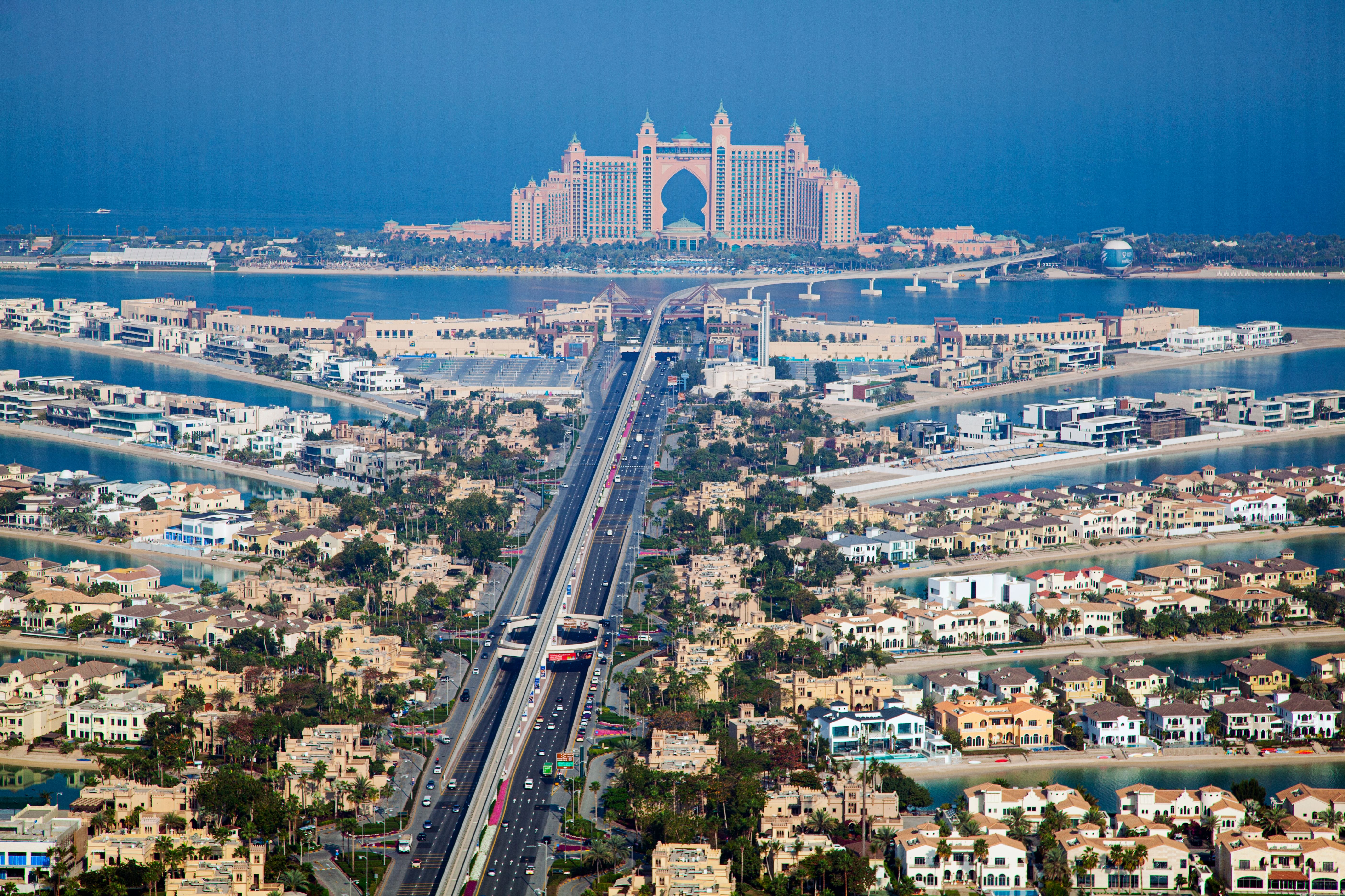 Palm Island, Dubai United Arab Emirates top view