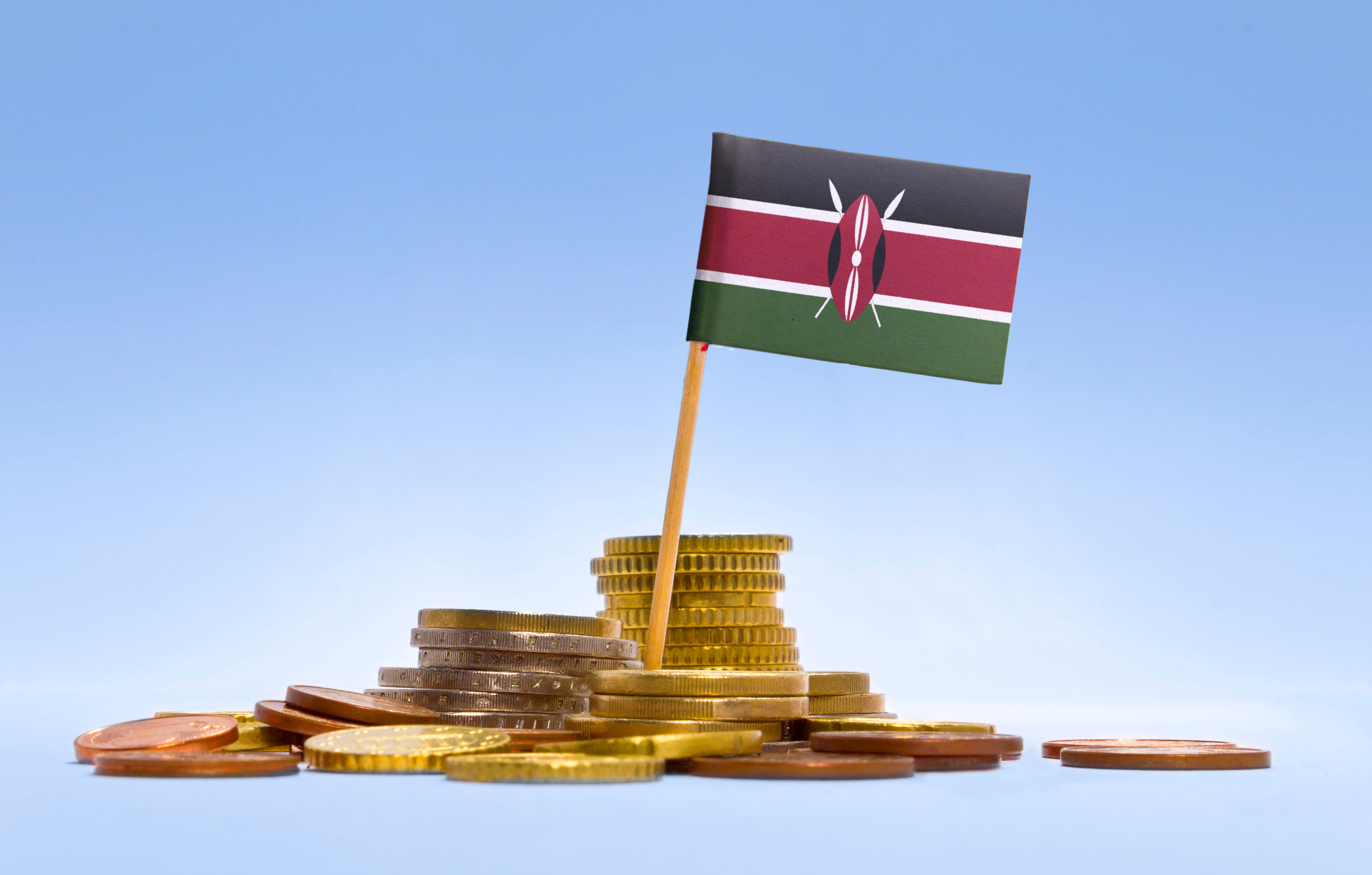 Flag of Kenya in a stack of coins.(series)