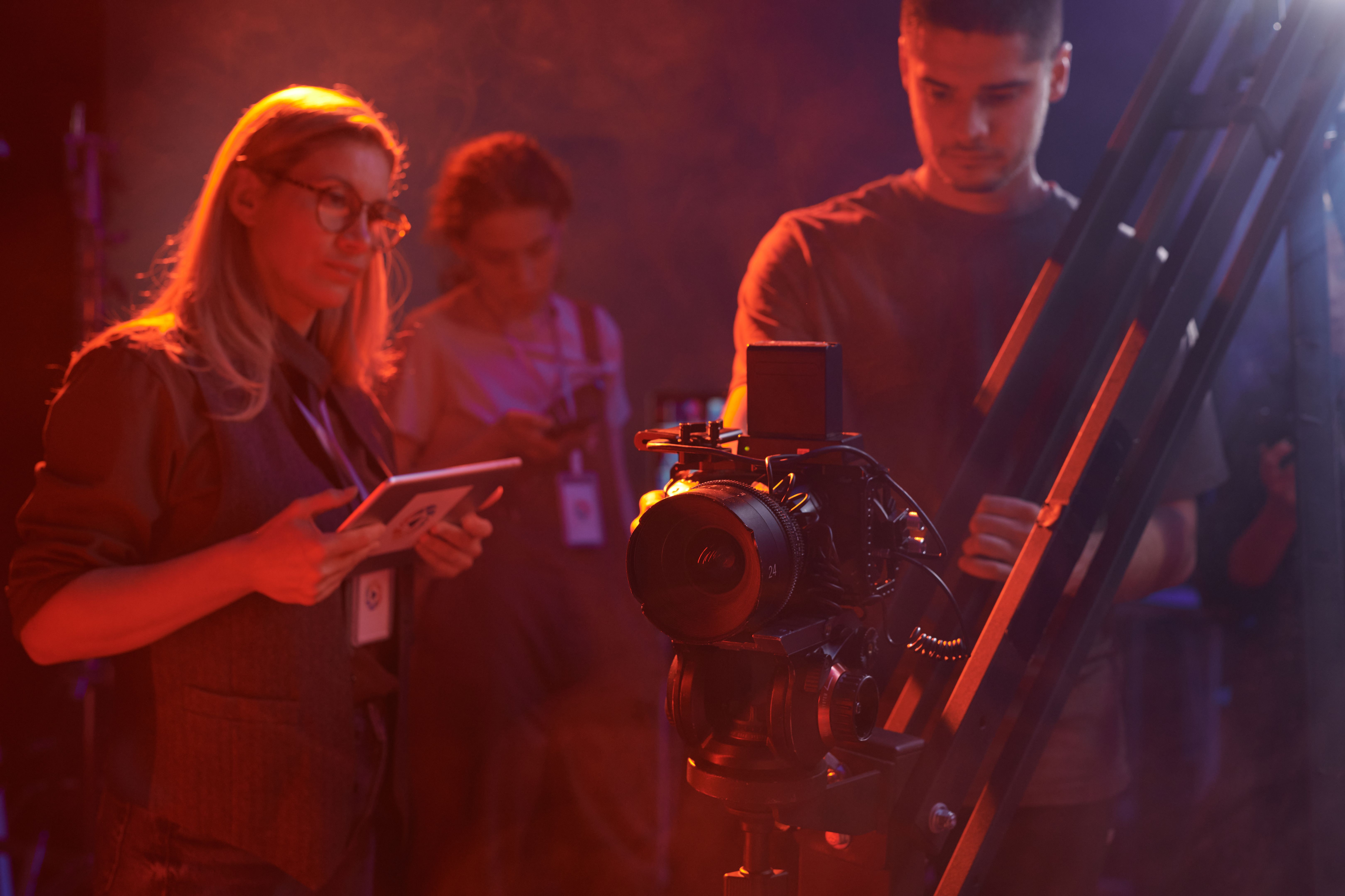 Video production crew working