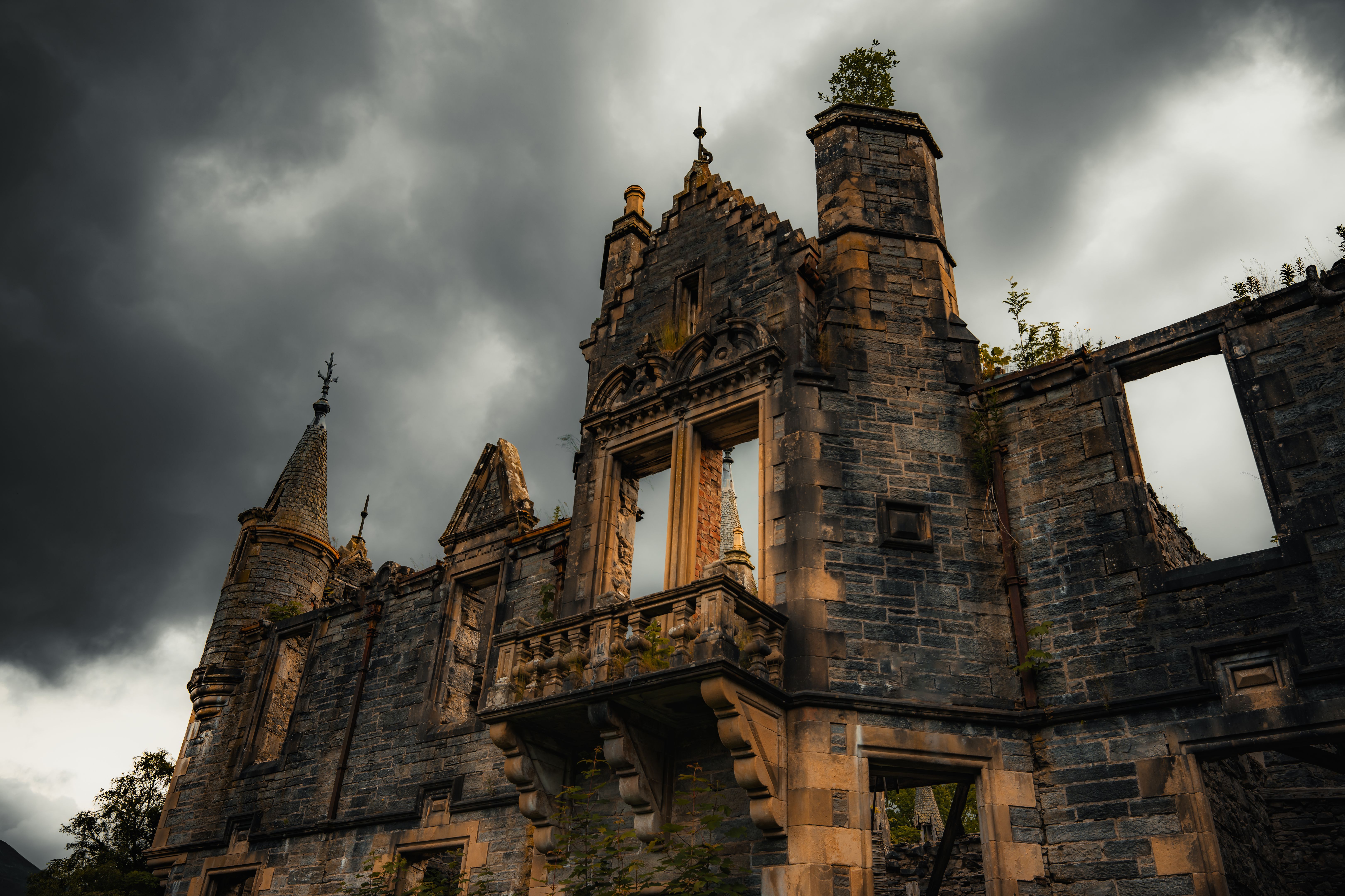Dunalastair castle. Abandoned castle. Dunalastair is an estate in the southern part of the Highlands, in Perthshire. It is lying along the River Tummel. Highlands of Scotland. Scotland, United Kingdom