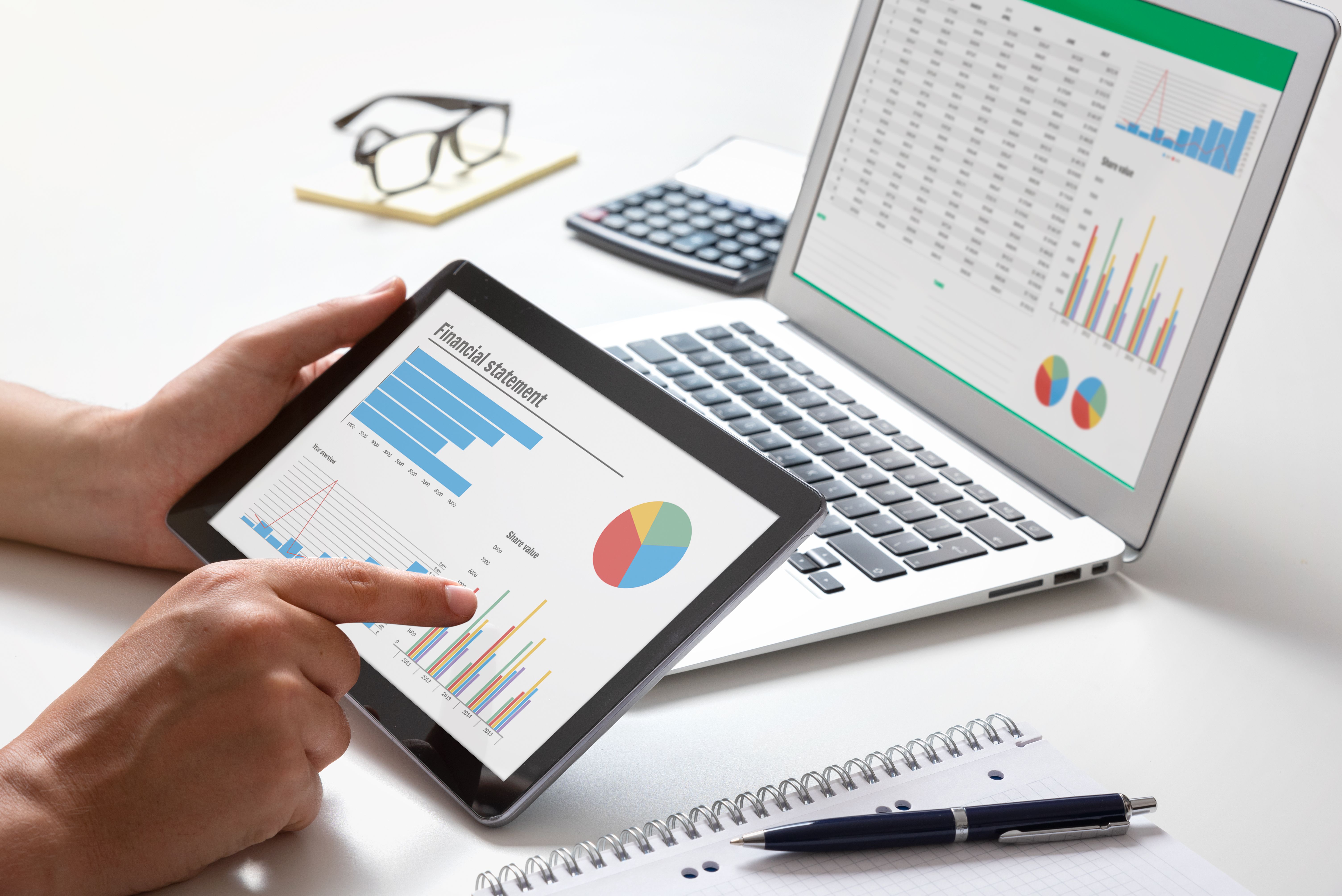 Analyst works with the data