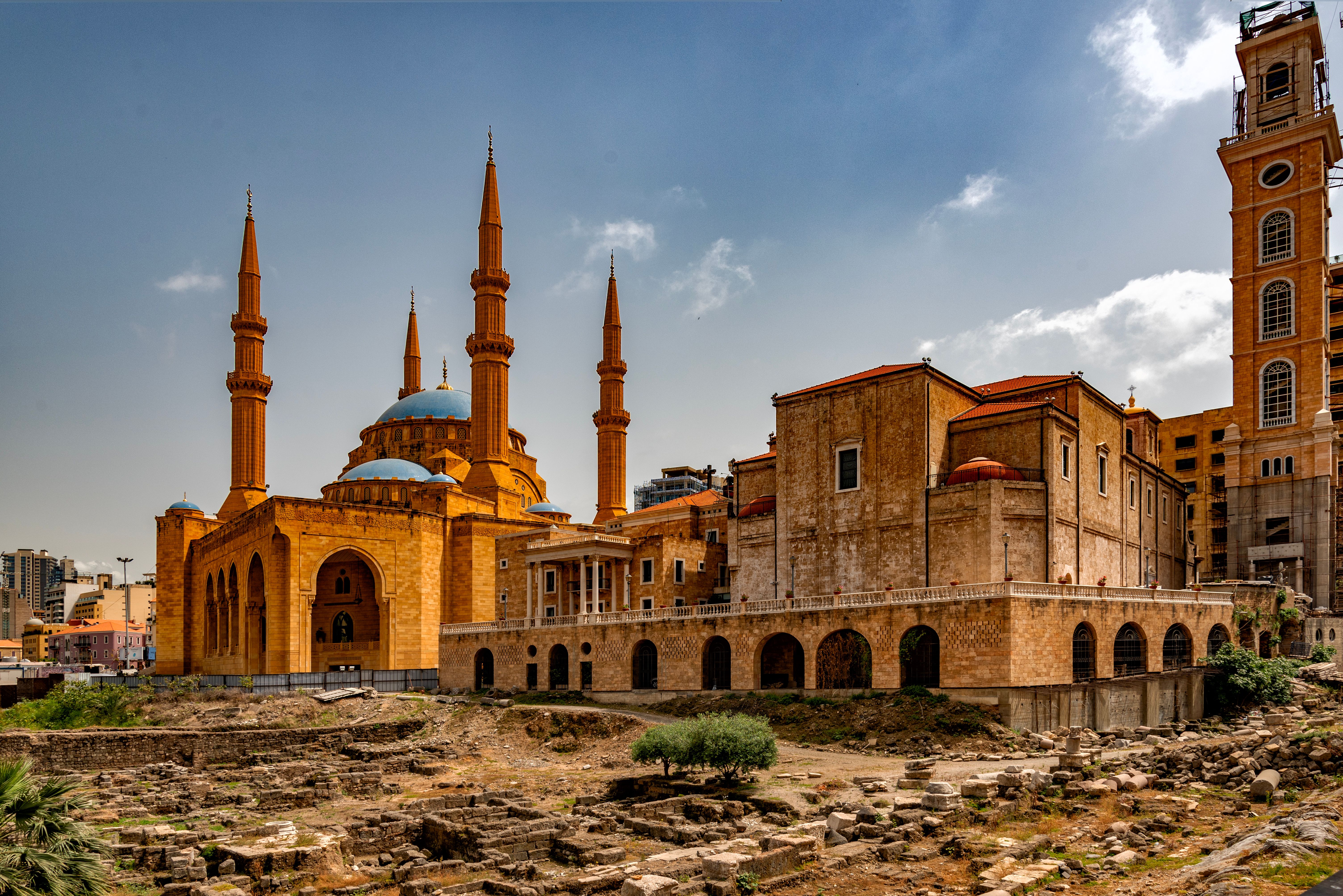 The Mohammad Al-Amin Mosque and Saint George Maronite Cathedral of Beirut, Lebanon