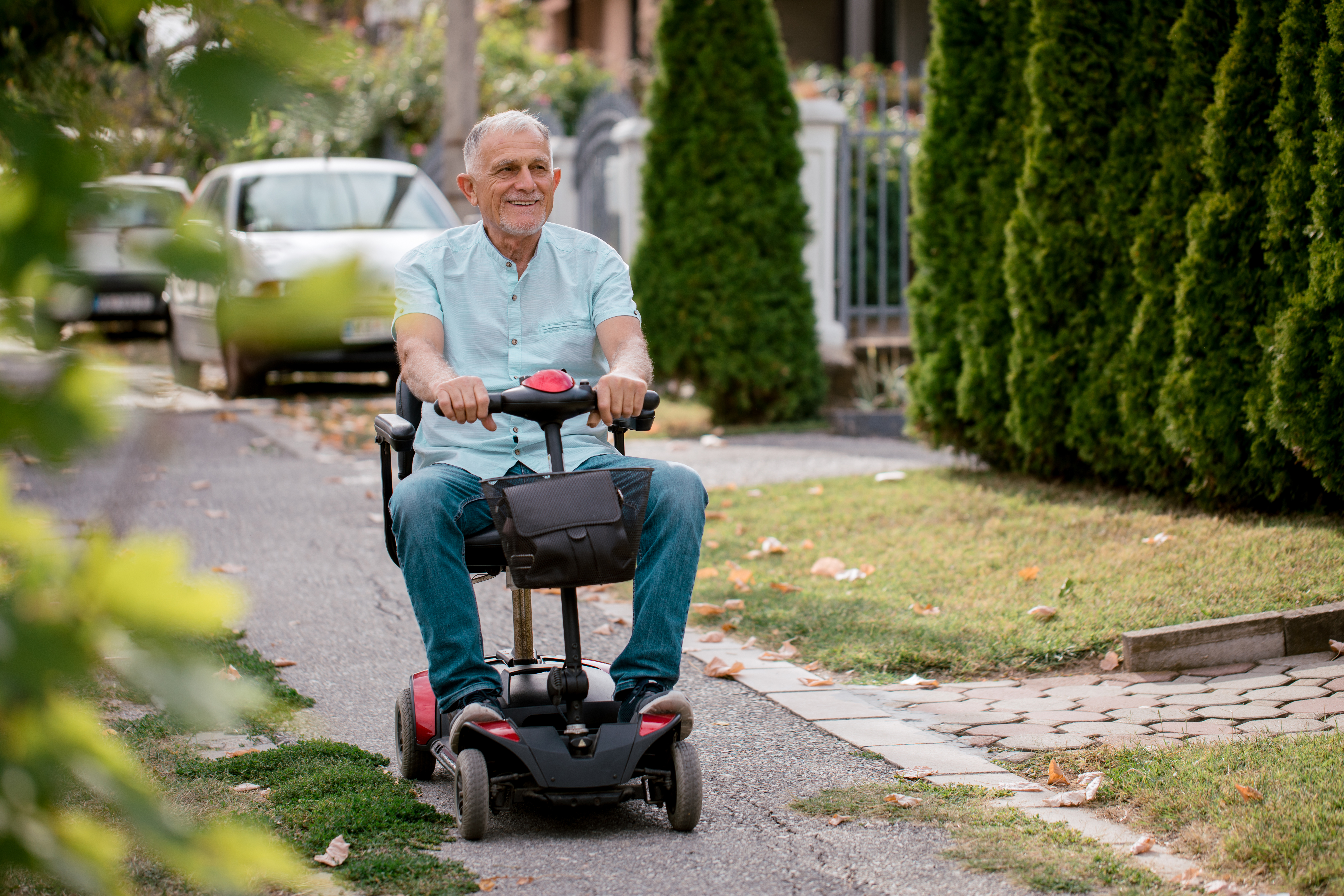 senior riding scooter