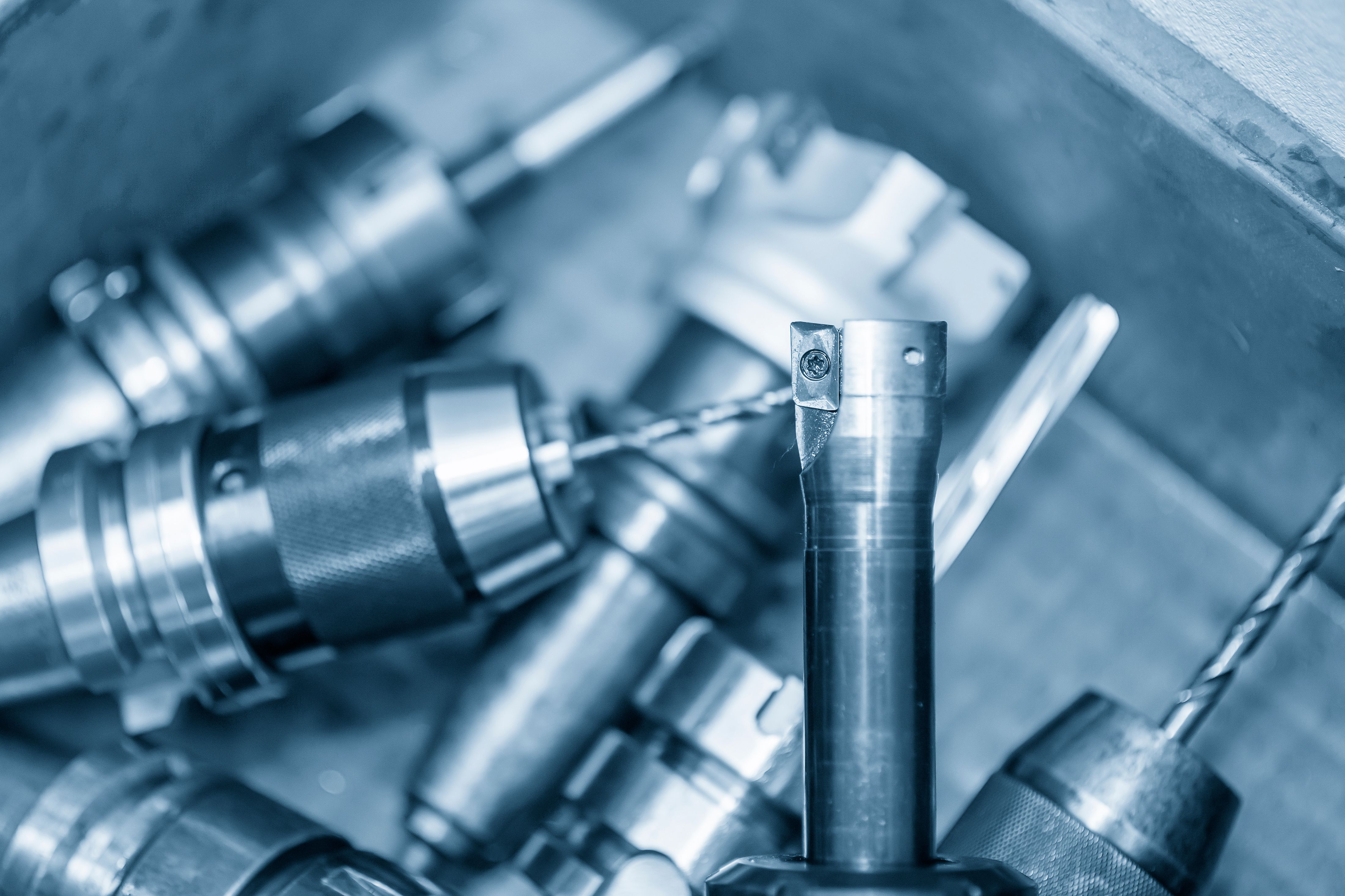 Close up scene the indexable tool for  CNC milling machine.