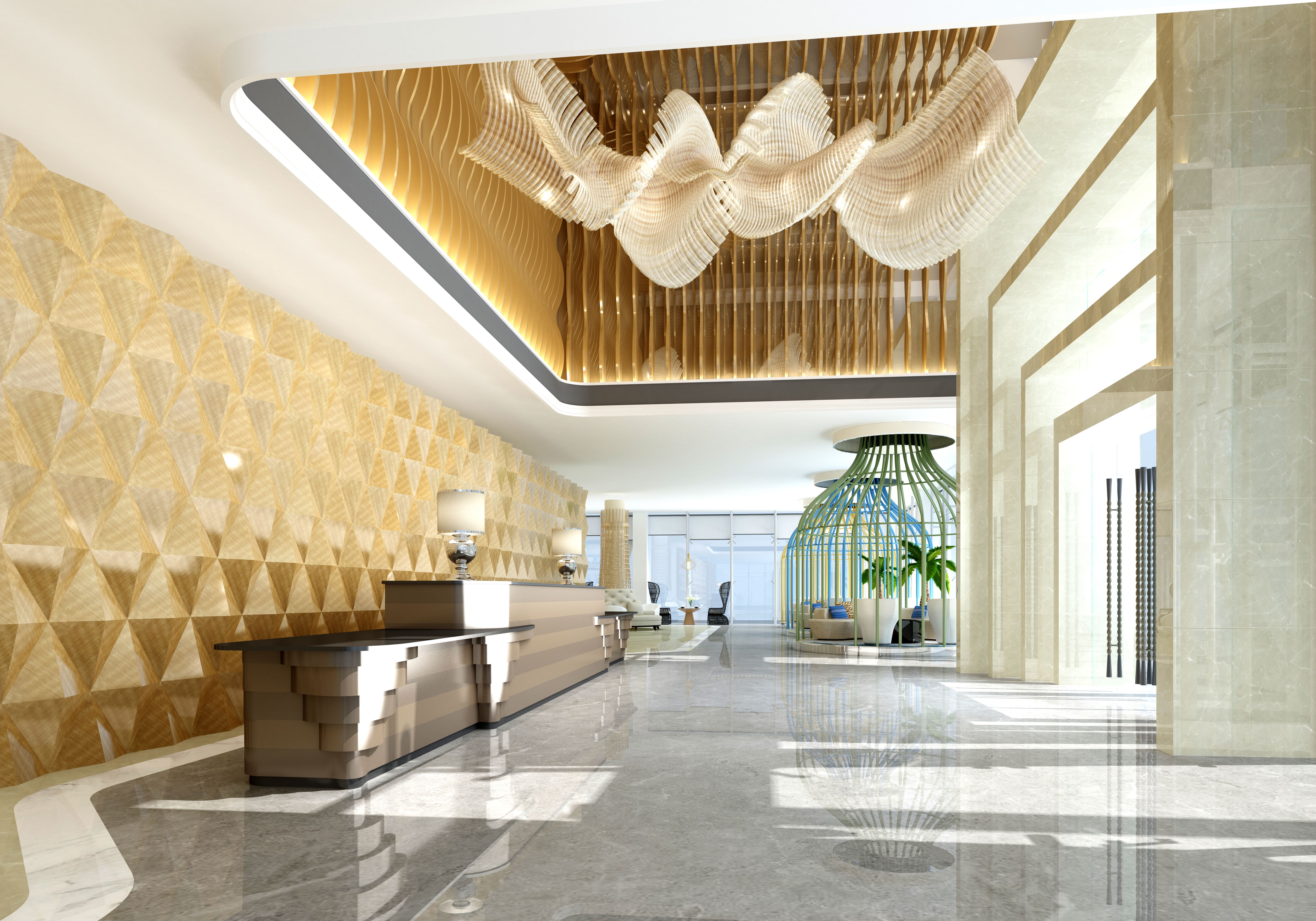 3d render of luxury hotel lobby