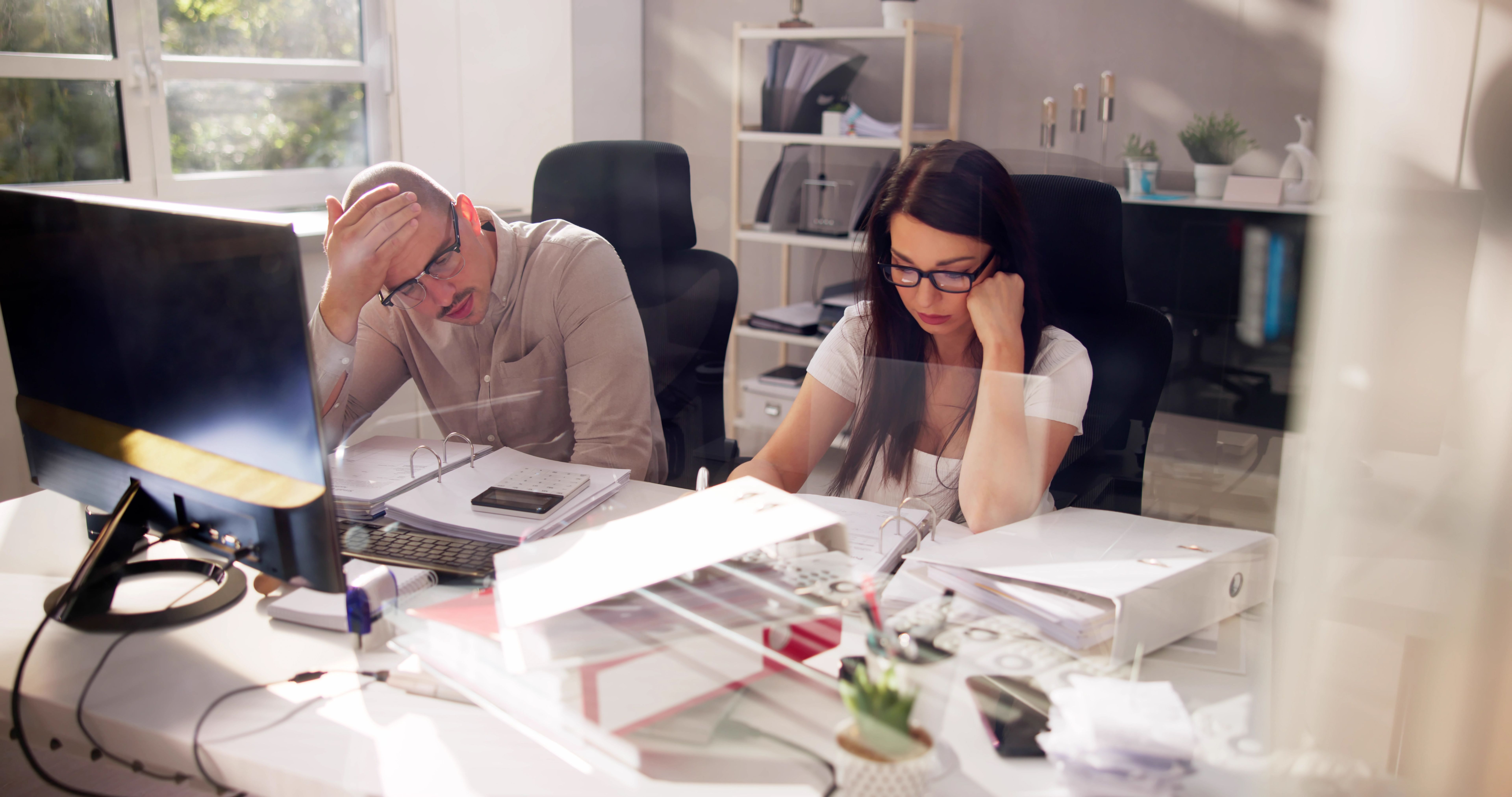 Frustrated Sad Accountant Office Employees Frustrated Sad Accountant Office Employees