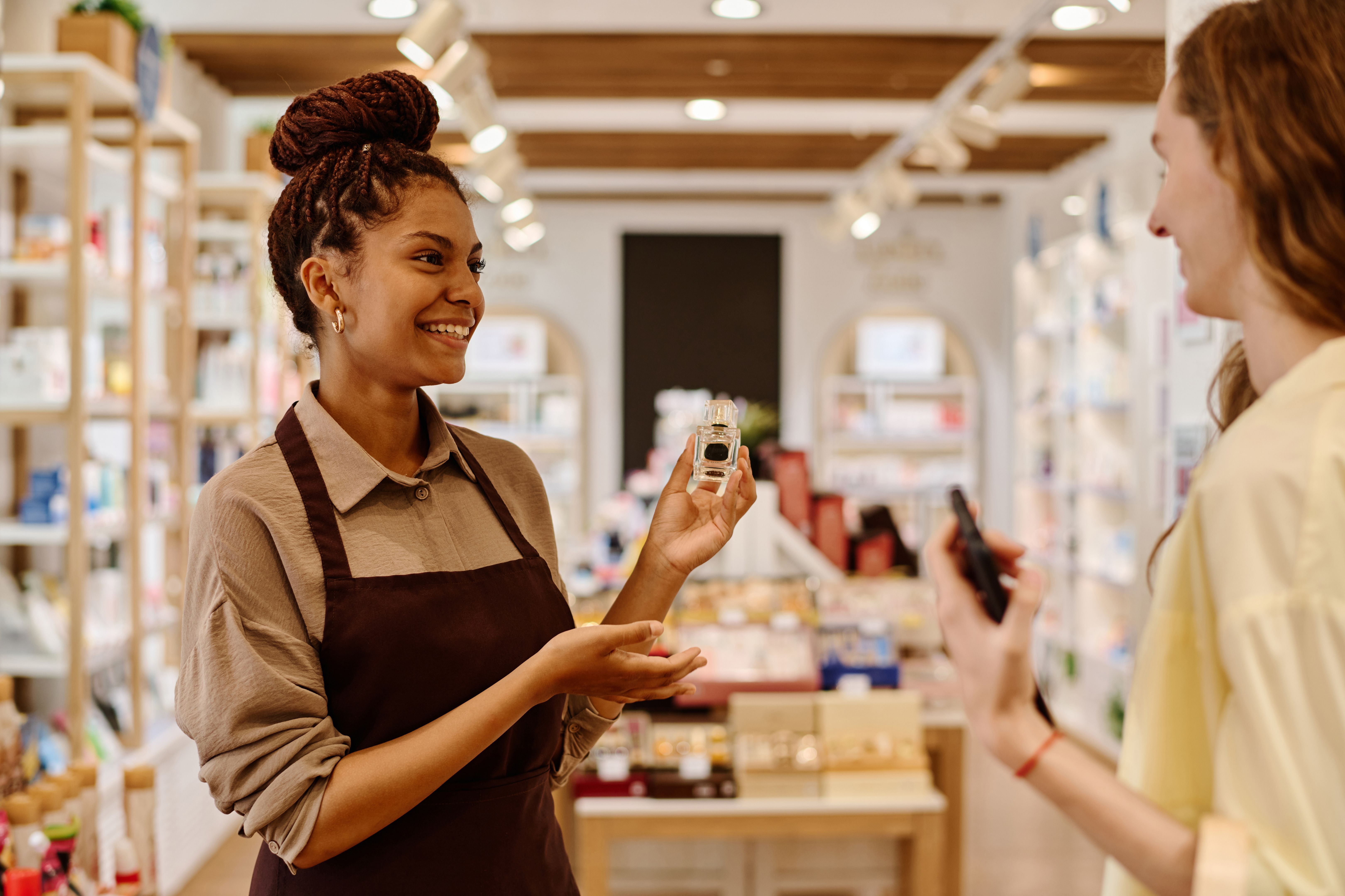 woman choosing perfume
