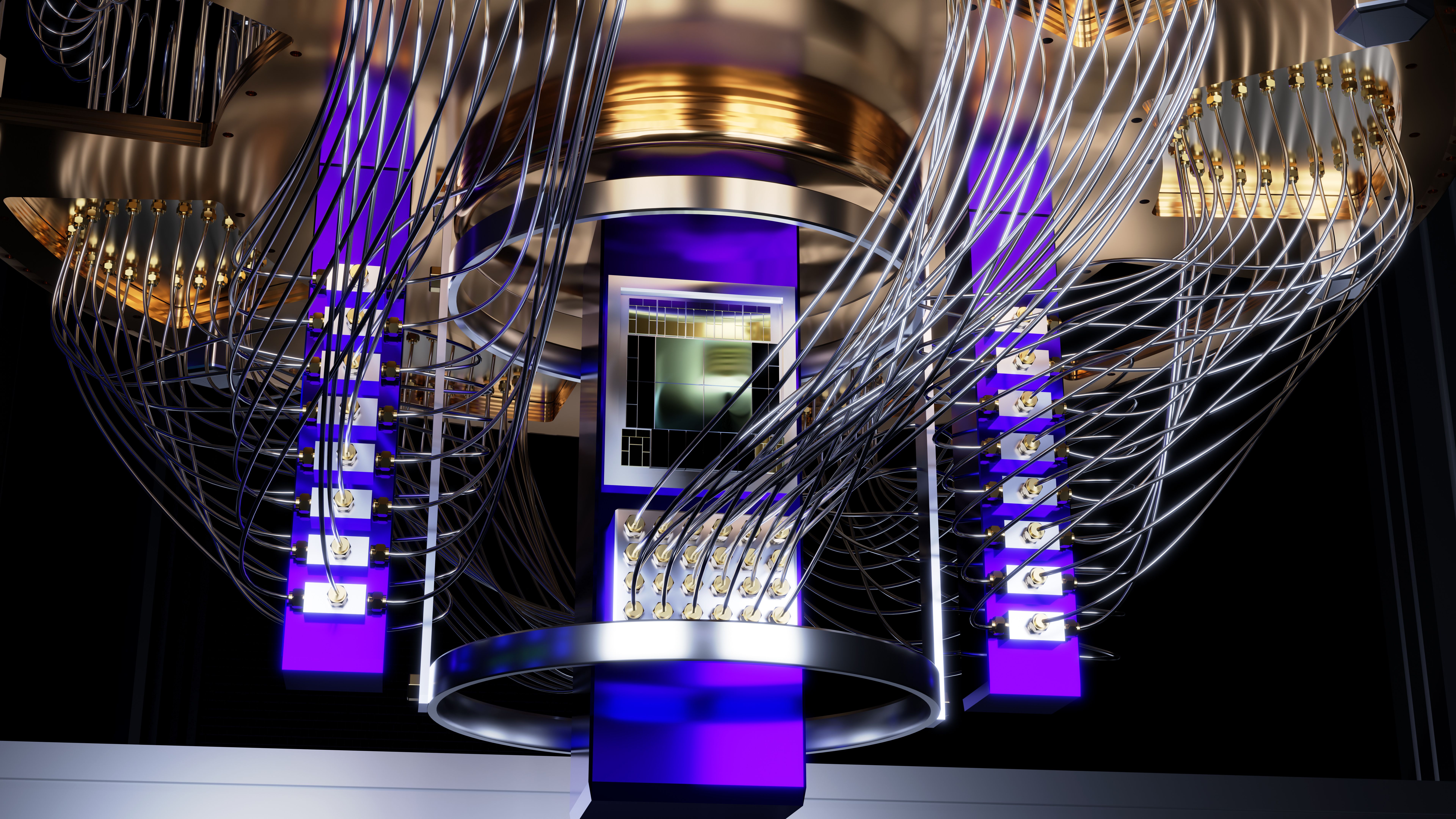 Quantum processor chip containing quantum bits or qubits. Quantum processor chip containing quantum bits or qubits.