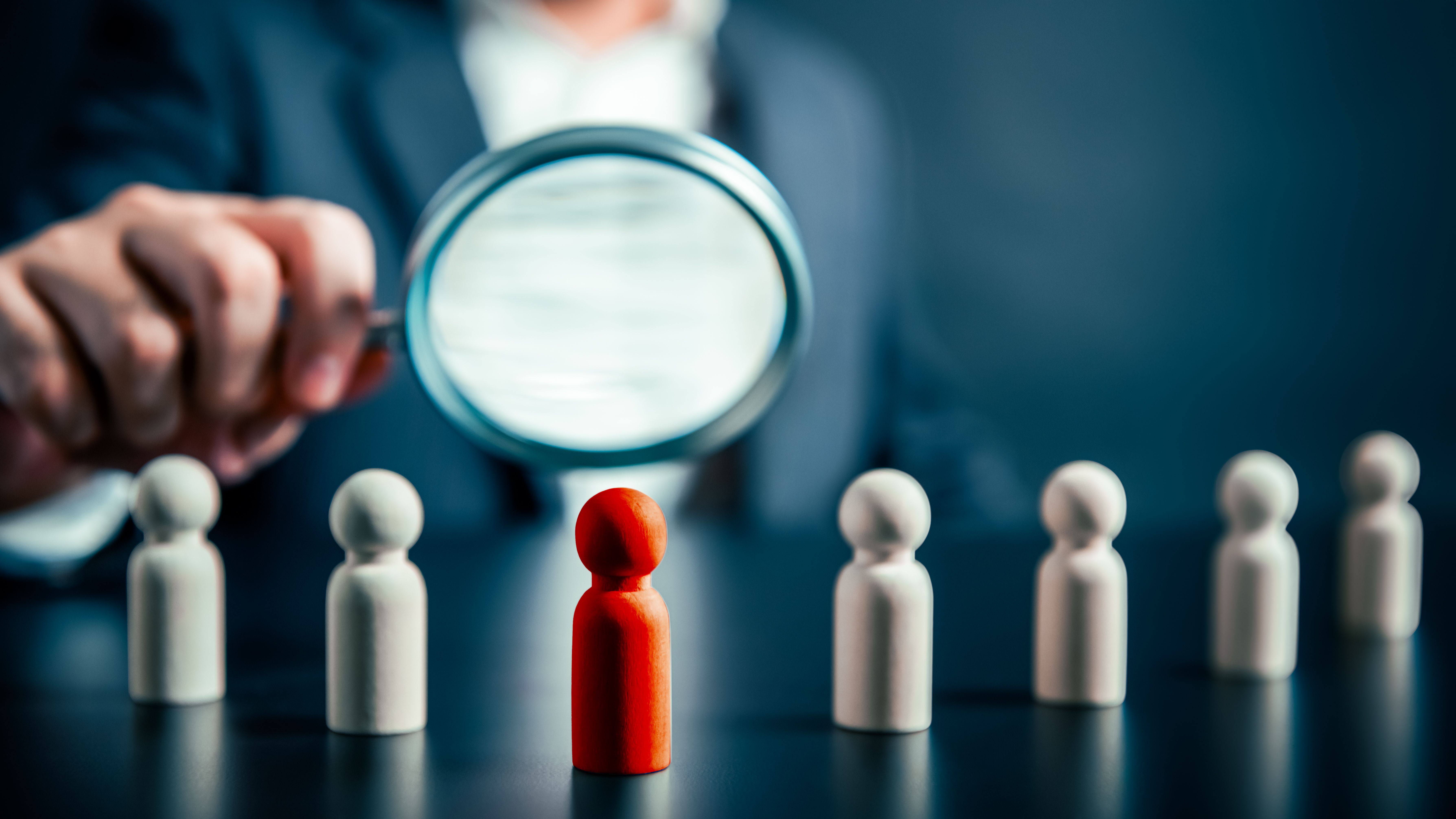 Magnifying success powerful red wooden businessman leading way. Human resource empowering corporate strategic teamwork unlock potential find perfect fit HR employment discovering unique talent concept Magnifying success powerful red wooden businessman leading way. Human resource empowering corporate strategic teamwork unlock potential find perfect fit HR employment discovering unique talent concept