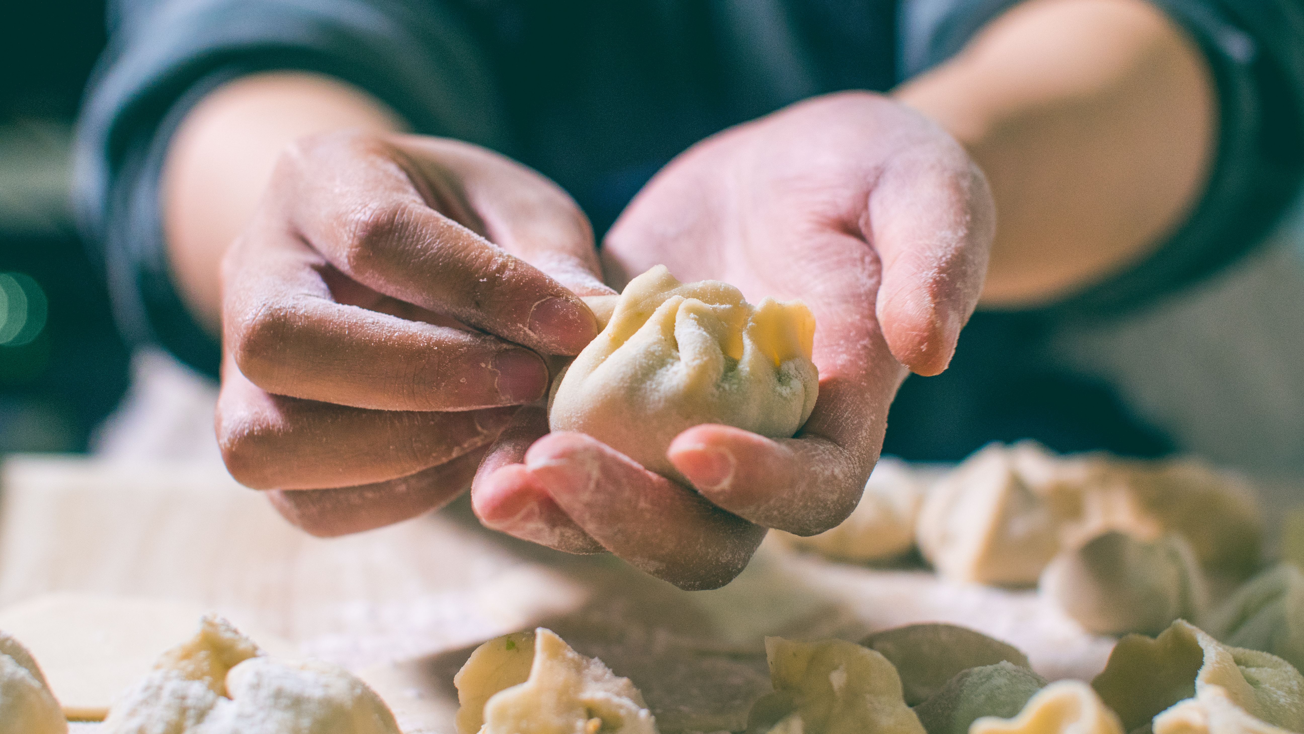 chef making dumplings