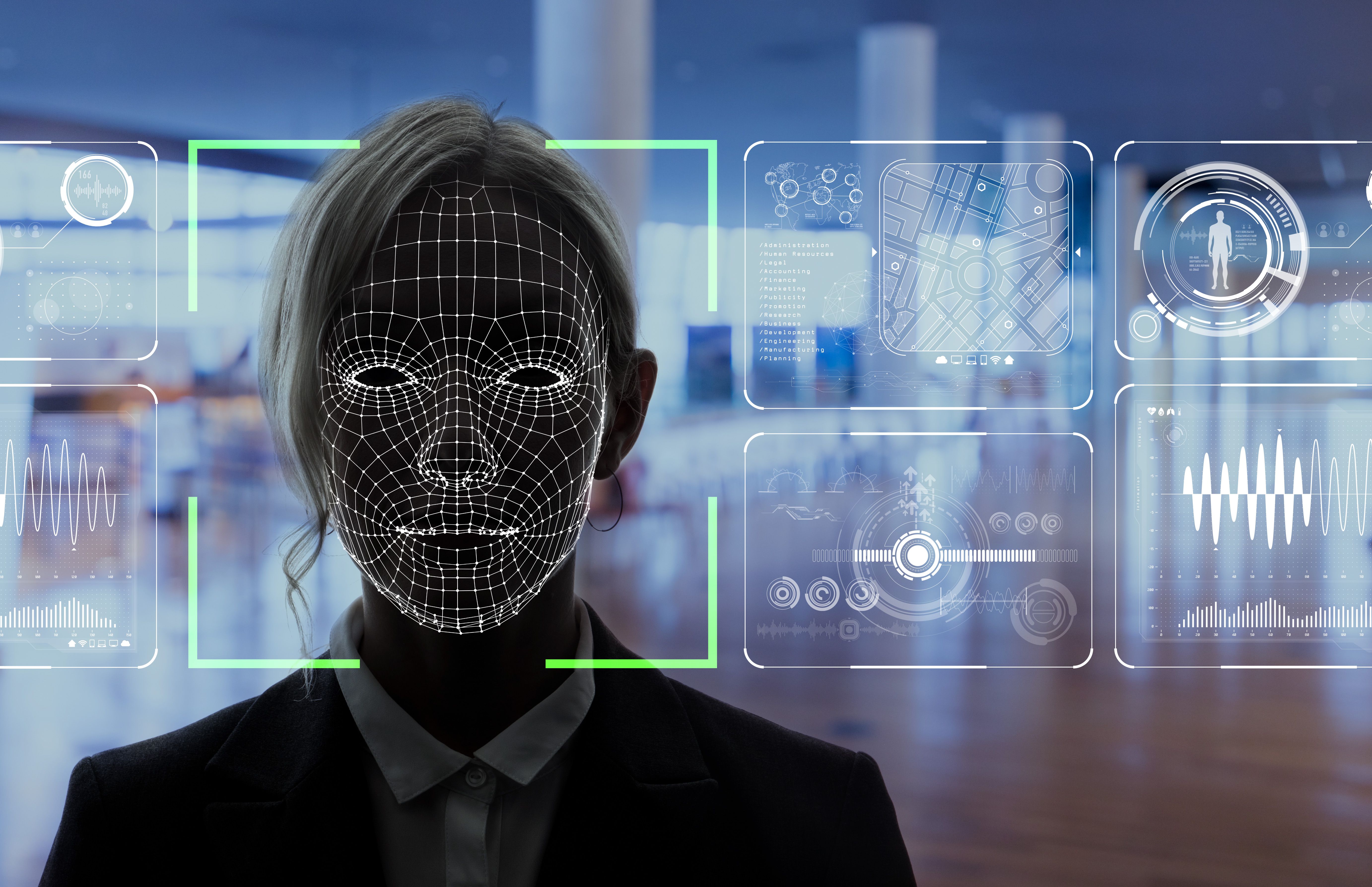 Facial Recognition System concept. Facial Recognition System concept.