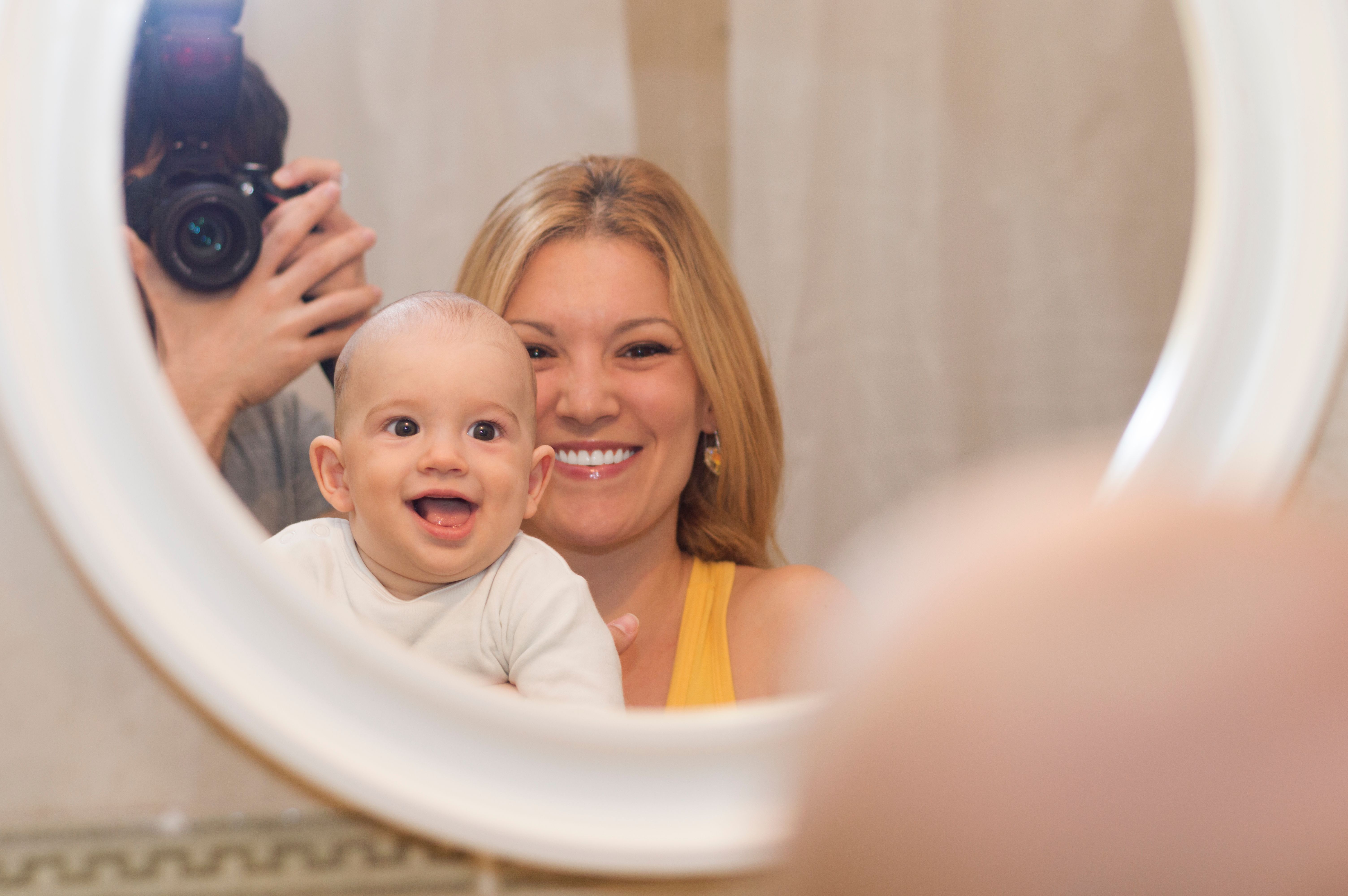 Family selfie in mirror Family selfie in mirror