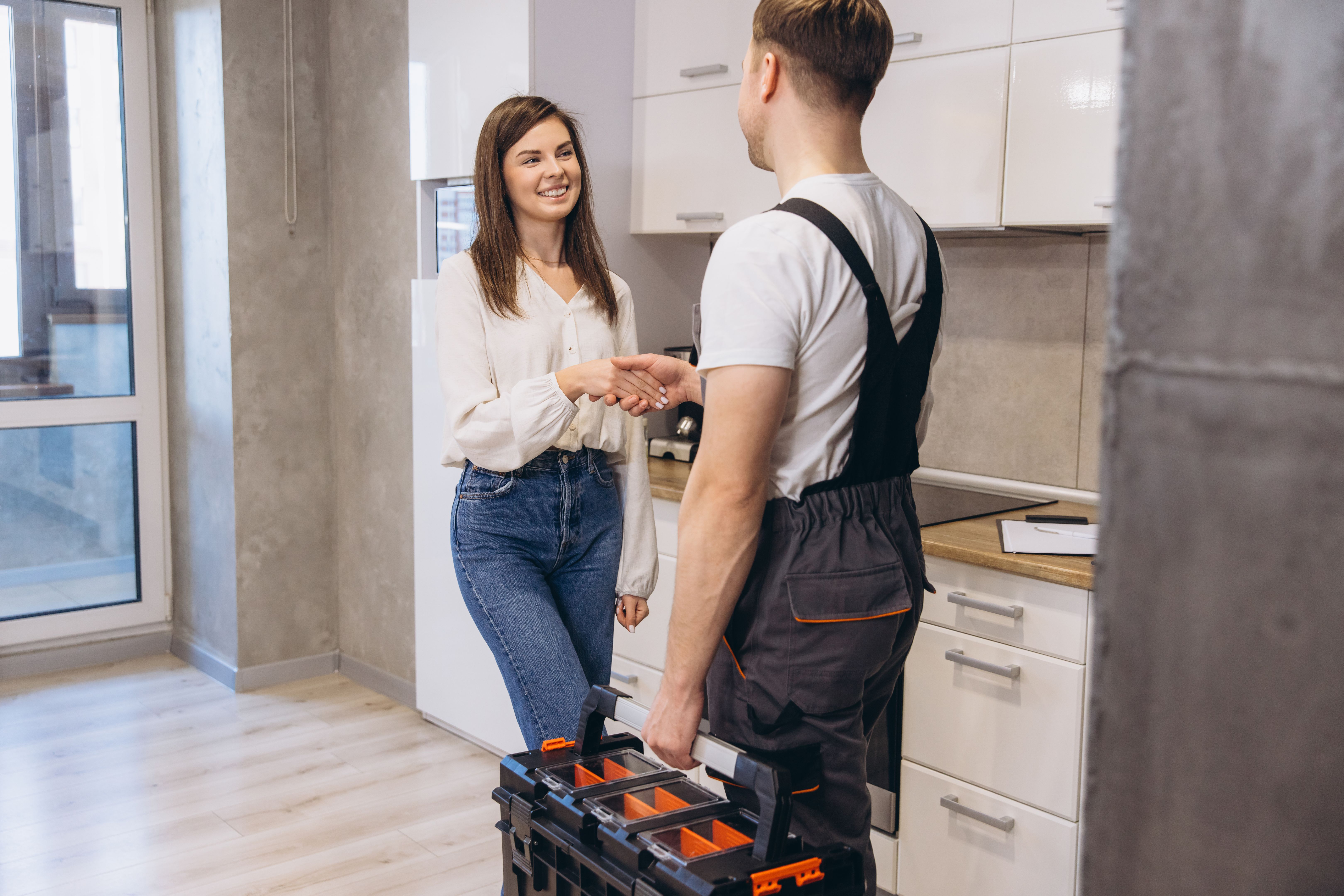 happy customer plumber
