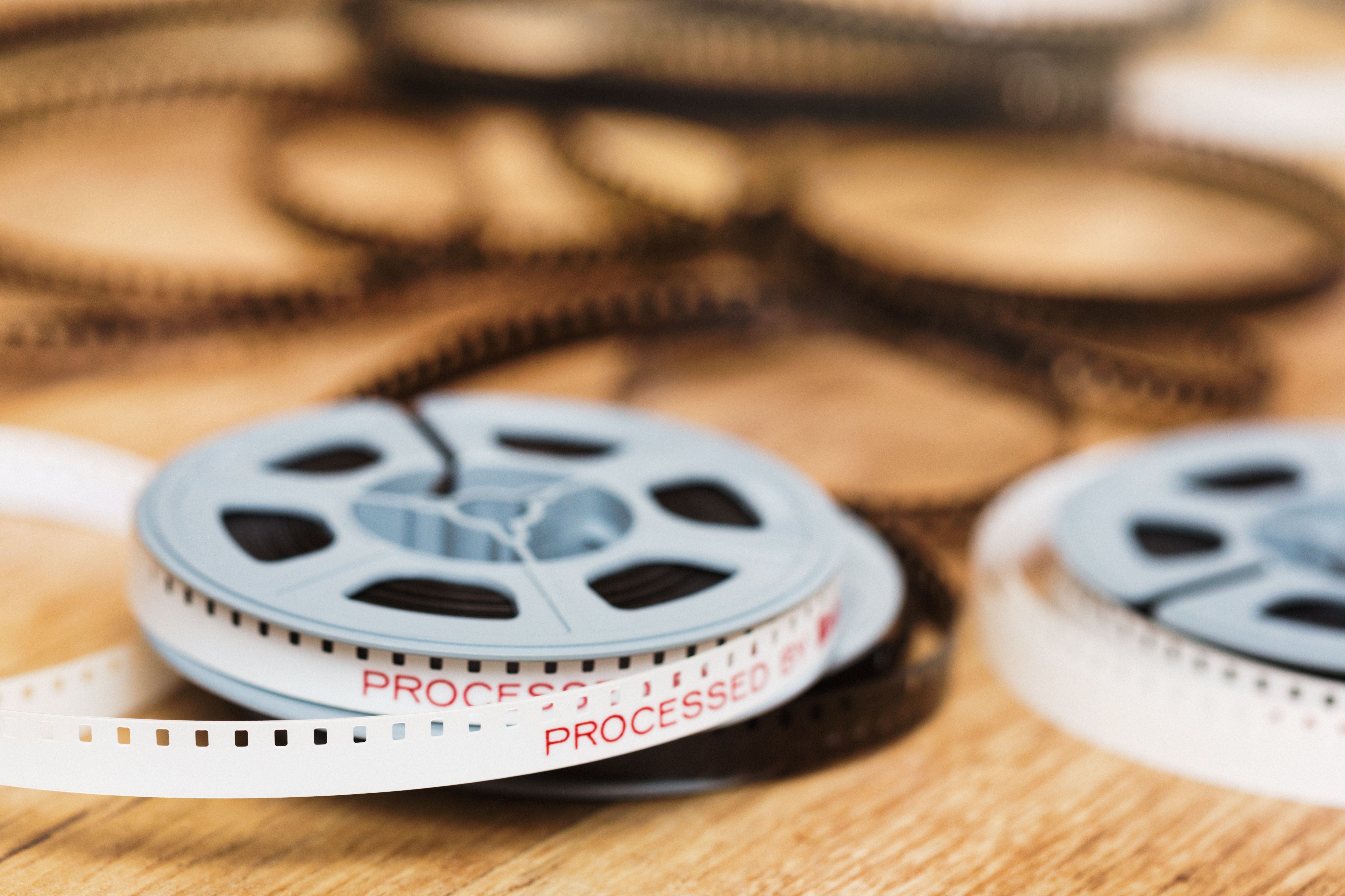 Retro old-fashioned 8mm cine film reels